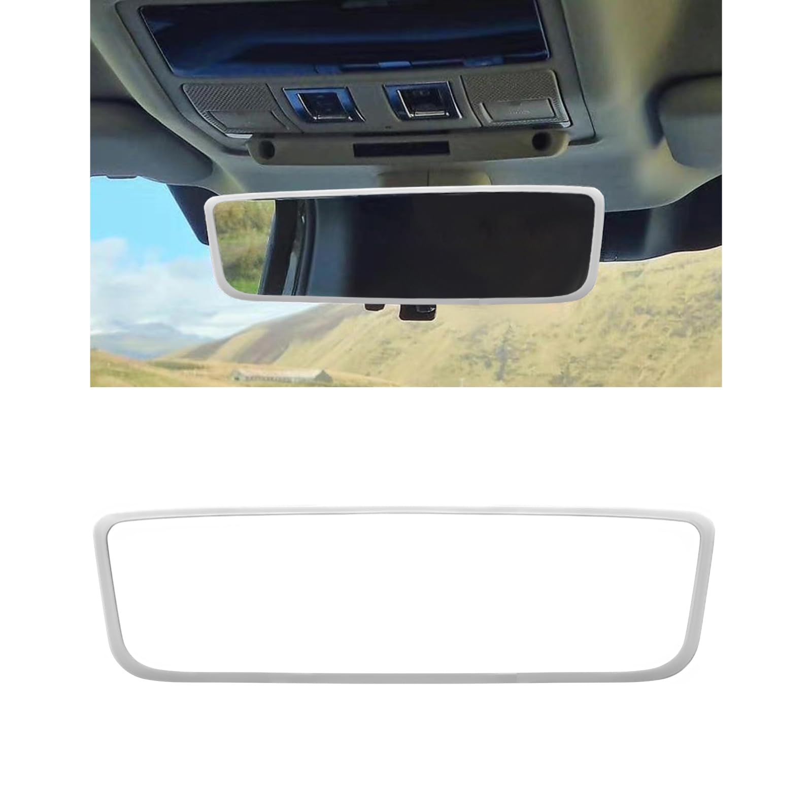 Silicone Rear View Mirror Cover Protector Frame for Tesla Model 3 & Y - White Car Interior Accessory & Decorative Gift (Perfect for Road Trips & Daily Commutes)