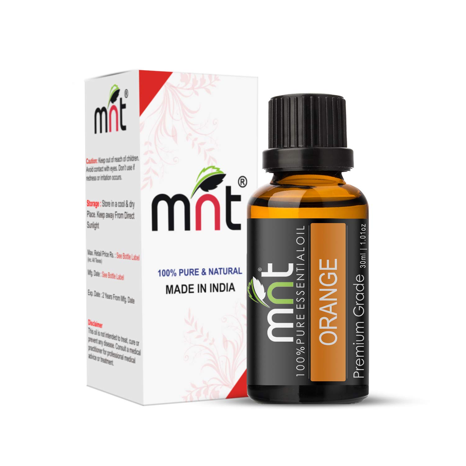 Pure MNT Orange Essential Oil - 100% Natural Therapeutic Grade for Skin, Hair & Aromatherapy | Brightens Complexion, Promotes Hair Growth & Relaxation | Perfect for Diffusers, Massage & DIY Beauty (30ml)