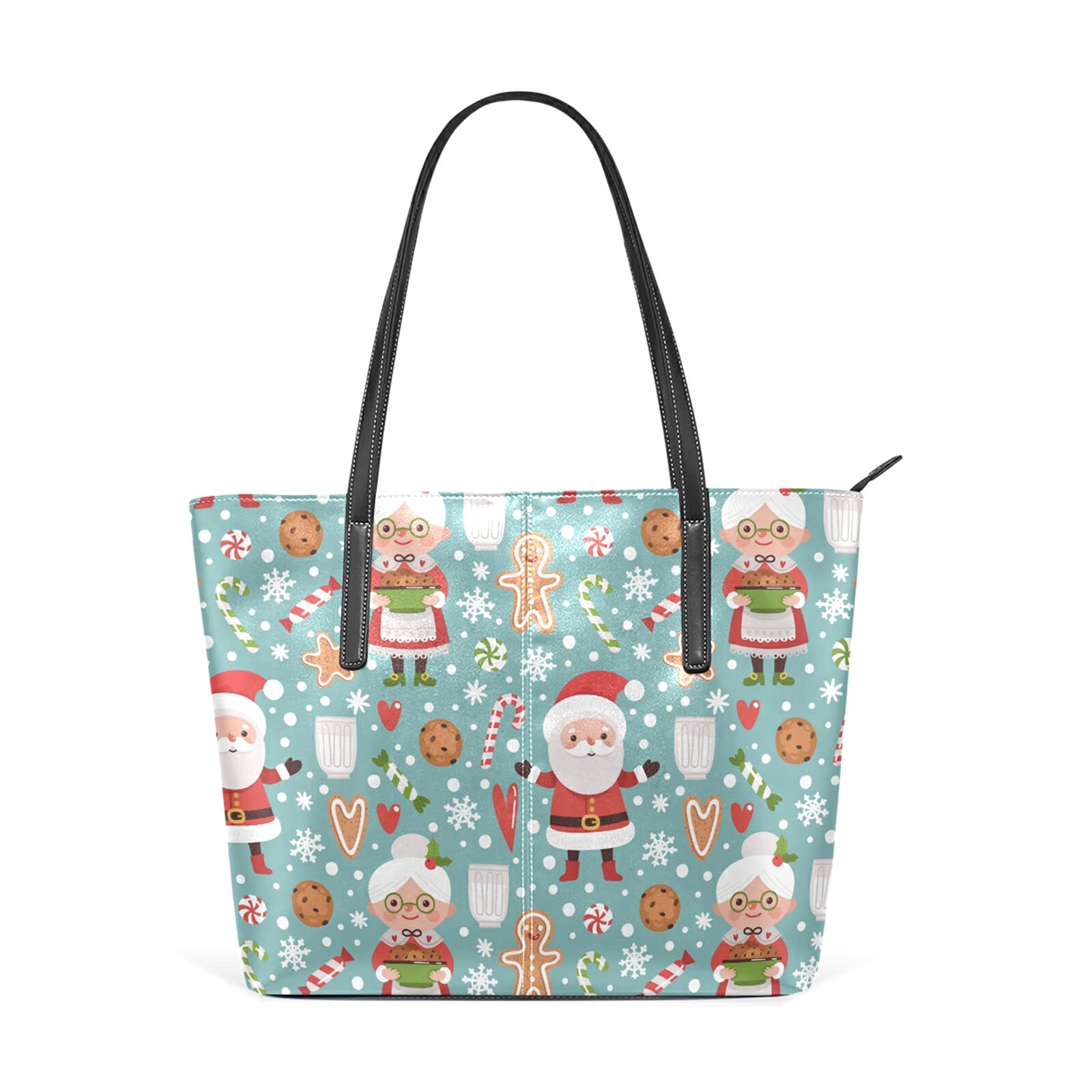 Christmas Santa Claus Cookies Leather Crossbody Handbag for Women - Fashion Tote Satchel Shoulder Bag for Holiday Parties & Gift Giving