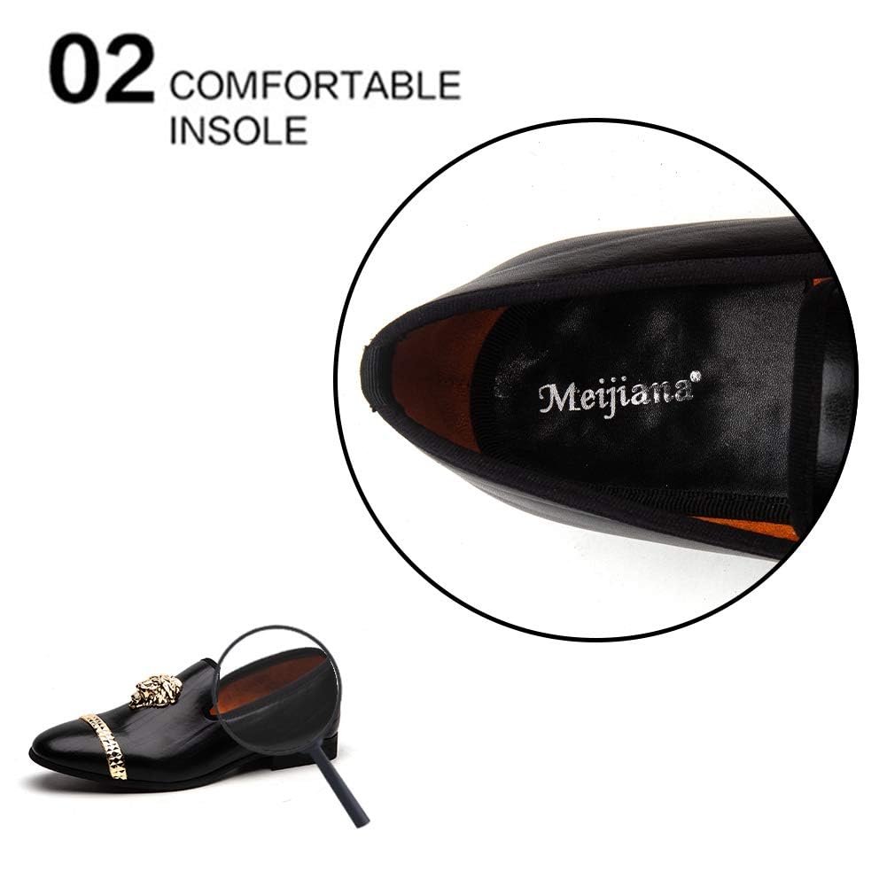 Luxury Meijiana Men's Loafers - Premium Wedding Dress Shoes for Groom, Formal Party & Business Occasions - Comfortable Leather Slip-On Dress Shoes for Men