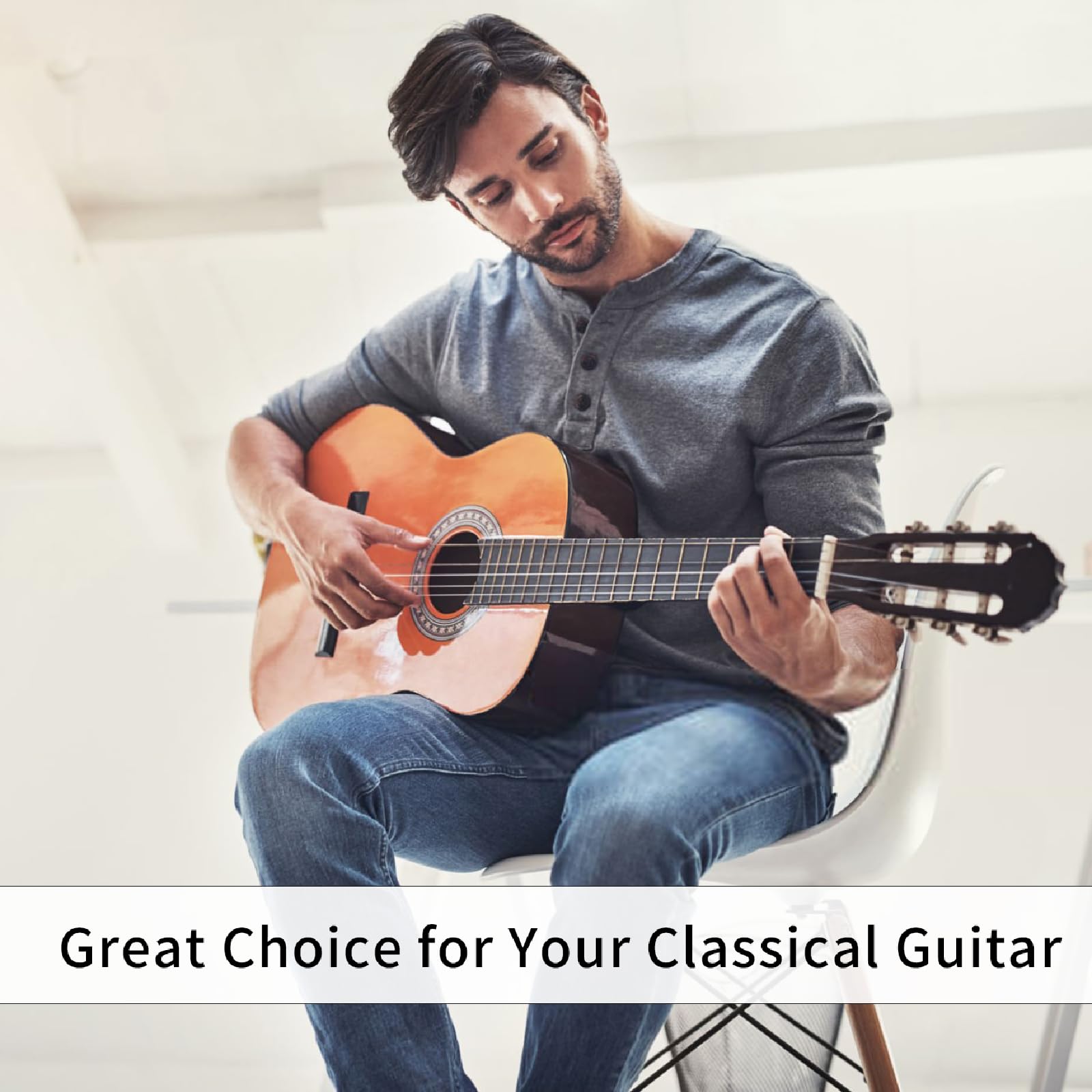 Alice Nylon Classical Guitar Strings Set - 6 Strings with Anti-Rust Silver Plated Coating & Tie End (Normal Tension, 1 Pack) | Perfect for Classical & Flamenco Guitar Players