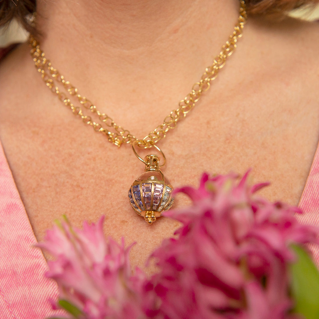 Temple St. Clair Rainbow Row Amulet Necklace - 18K Gold Plated Charm Pendant for Women - Perfect for Everyday Wear, Gift Giving & Special Occasions