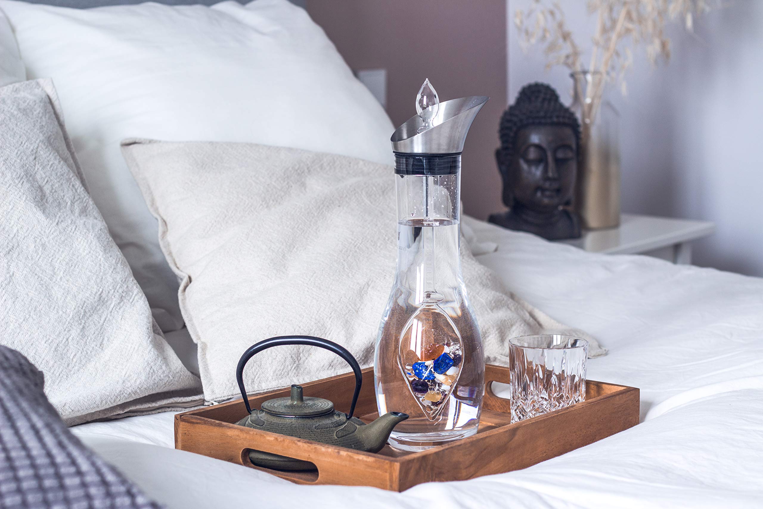 VitaJuwel Ayurvedic Gemstone Vial with Milk Opal, Amethyst, Clear Quartz, Lapis Lazuli, Garnet, Carnelian & Orange Calcite - Enhance Wisdom, Intuition & Joy - Perfect for Meditation, Yoga & Energy Healing