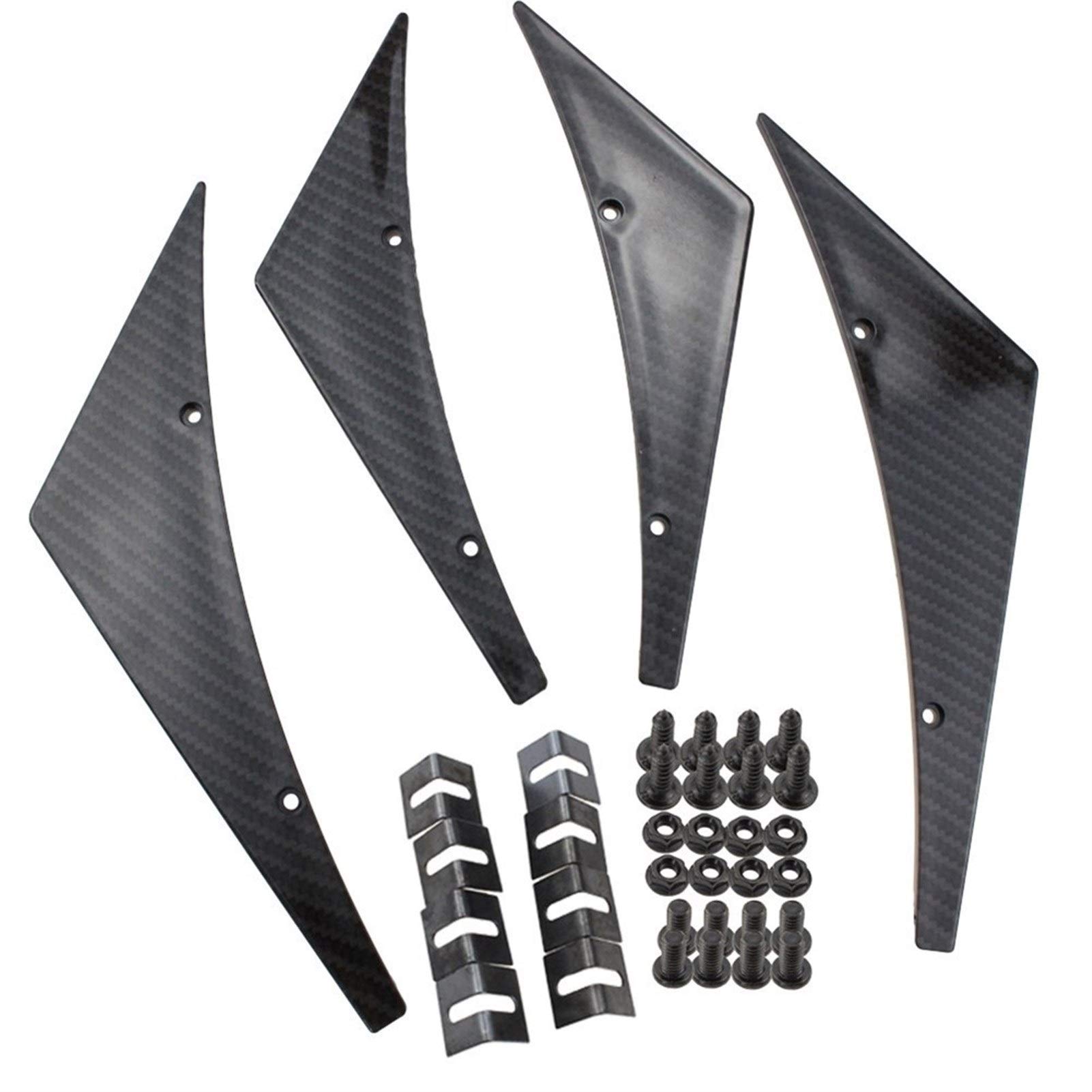 Ayame 4-Piece Universal Car Canard Kit - Front Bumper Lip Splitter, Diffuser Fins, Body Valence & Chin Wing for Widebody Tuning - Carbon Fiber Style (Perfect for Sports Cars & Performance Vehicle Upgrades)