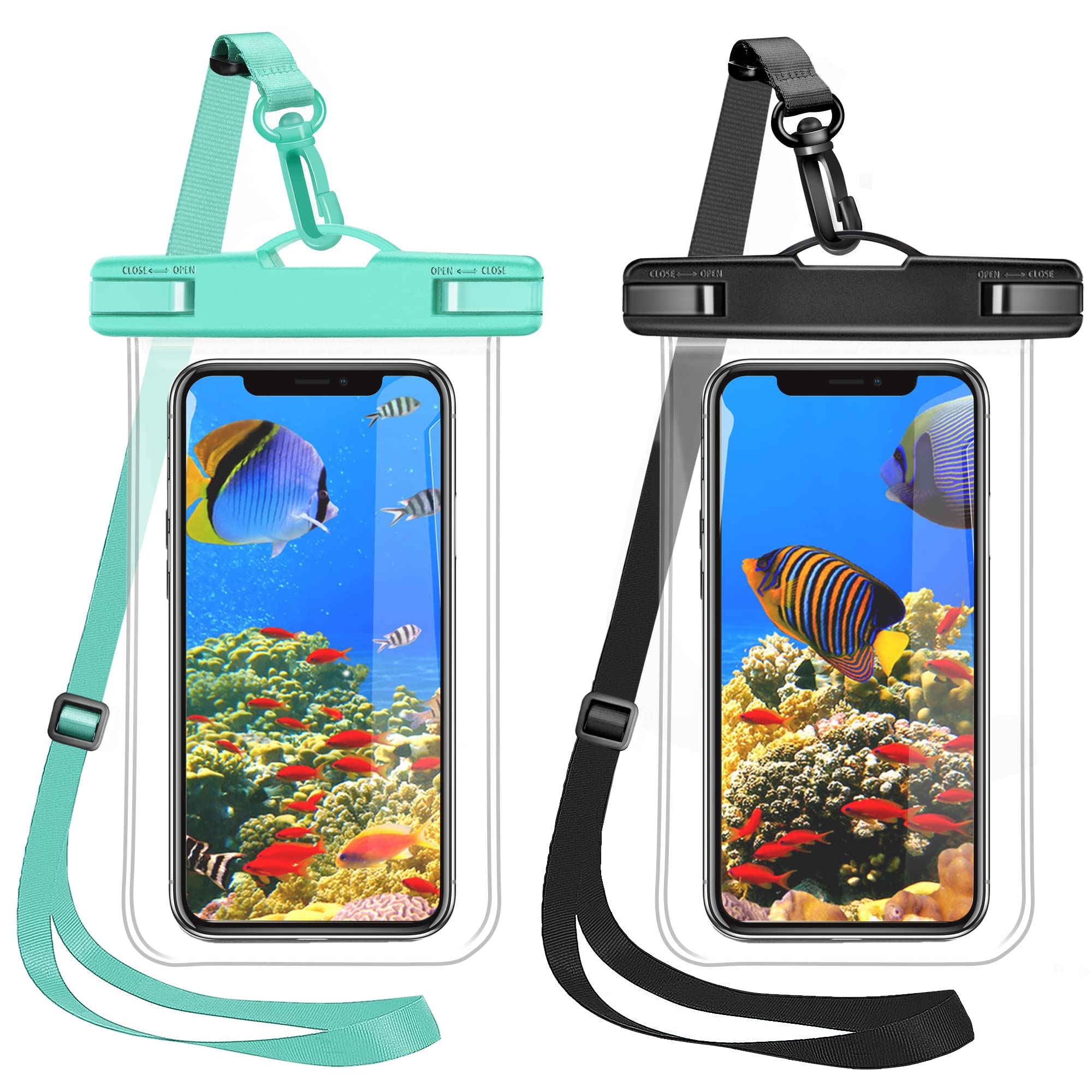 SHANSHUI Waterproof Phone Pouch - Universal Dry Bag Case for iPhone Samsung Galaxy (2 Pack) - Perfect for Swimming, Beach, Kayaking & Outdoor Activities