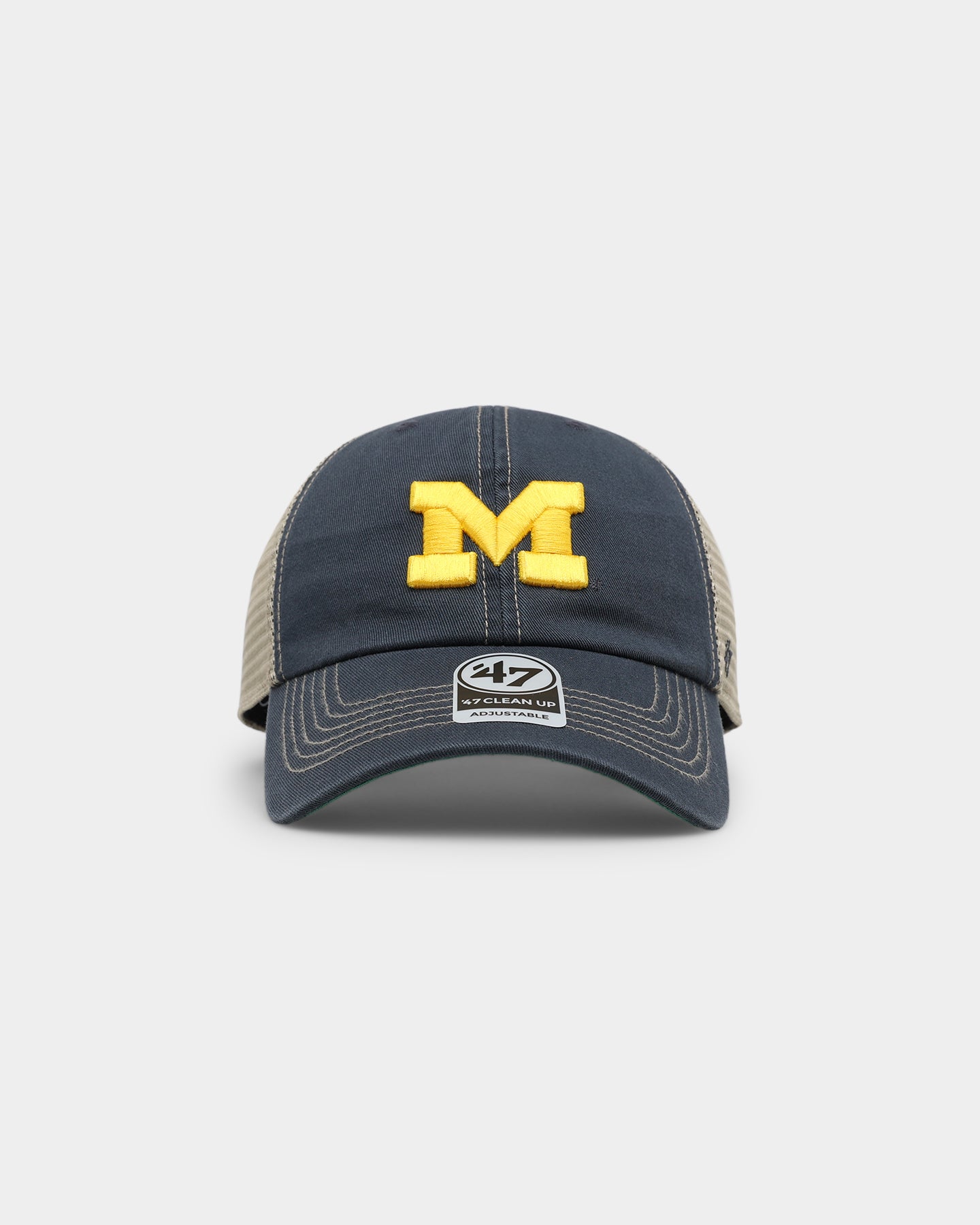 47 Brand Michigan Wolverines Vintage Navy Trawler '47 Clean Up Strapback Hat - Perfect for College Football Games, Tailgating & Casual Wear