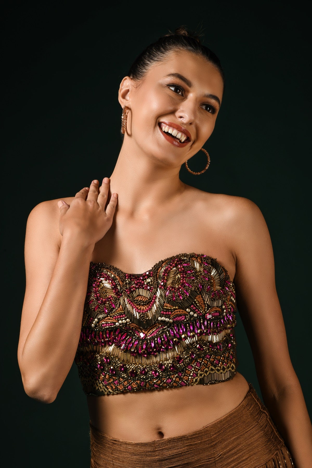 Elegant Glass Crystal Beaded Embroidered Corset Top for Women - Perfect for Evening Parties, Prom, and Special Occasions