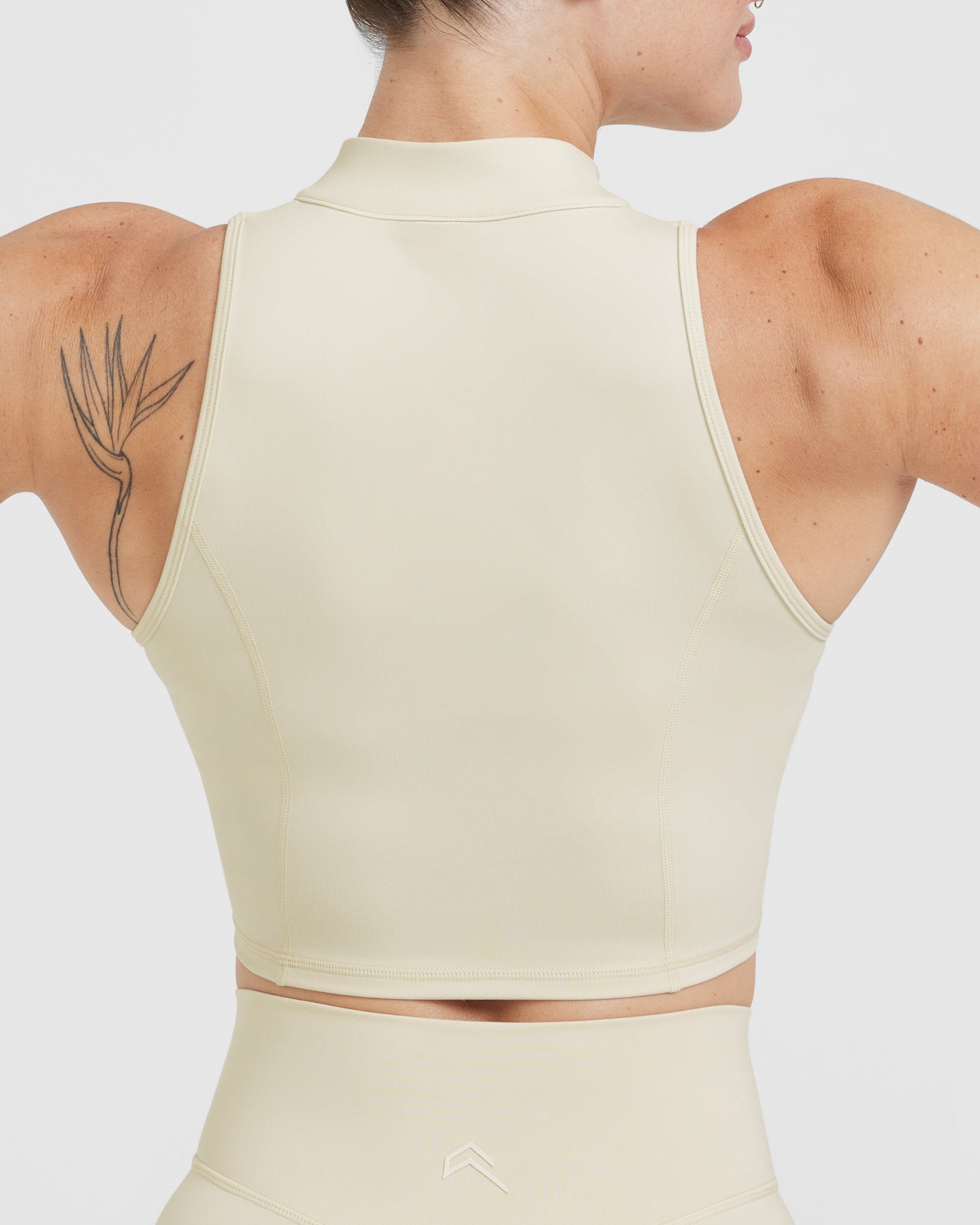 Timeless Half Zip Crop Tank Top for Women - Soft Vanilla Color | Casual Workout, Yoga, and Everyday Wear