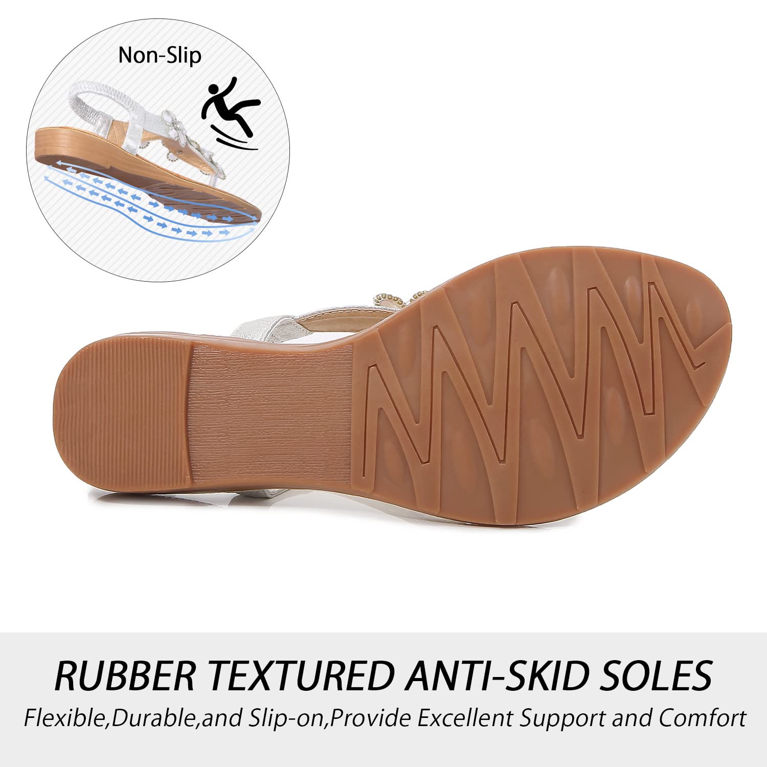 iCKER Women's Rhinestone Flat Sandals - Comfortable Dressy & Casual Flip Flops for Summer | Perfect for Beach, Party, and Everyday Wear