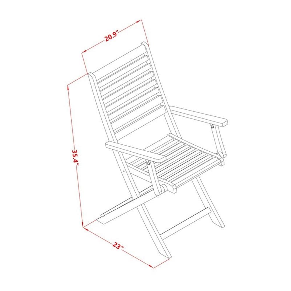 East West Furniture BBSCANA Beasley Folding Patio Dining Chairs with Armrest - Acacia Wood, Set of 2, Natural Oil Finish - Perfect for Outdoor Dining, Garden, Deck, and Poolside Relaxation