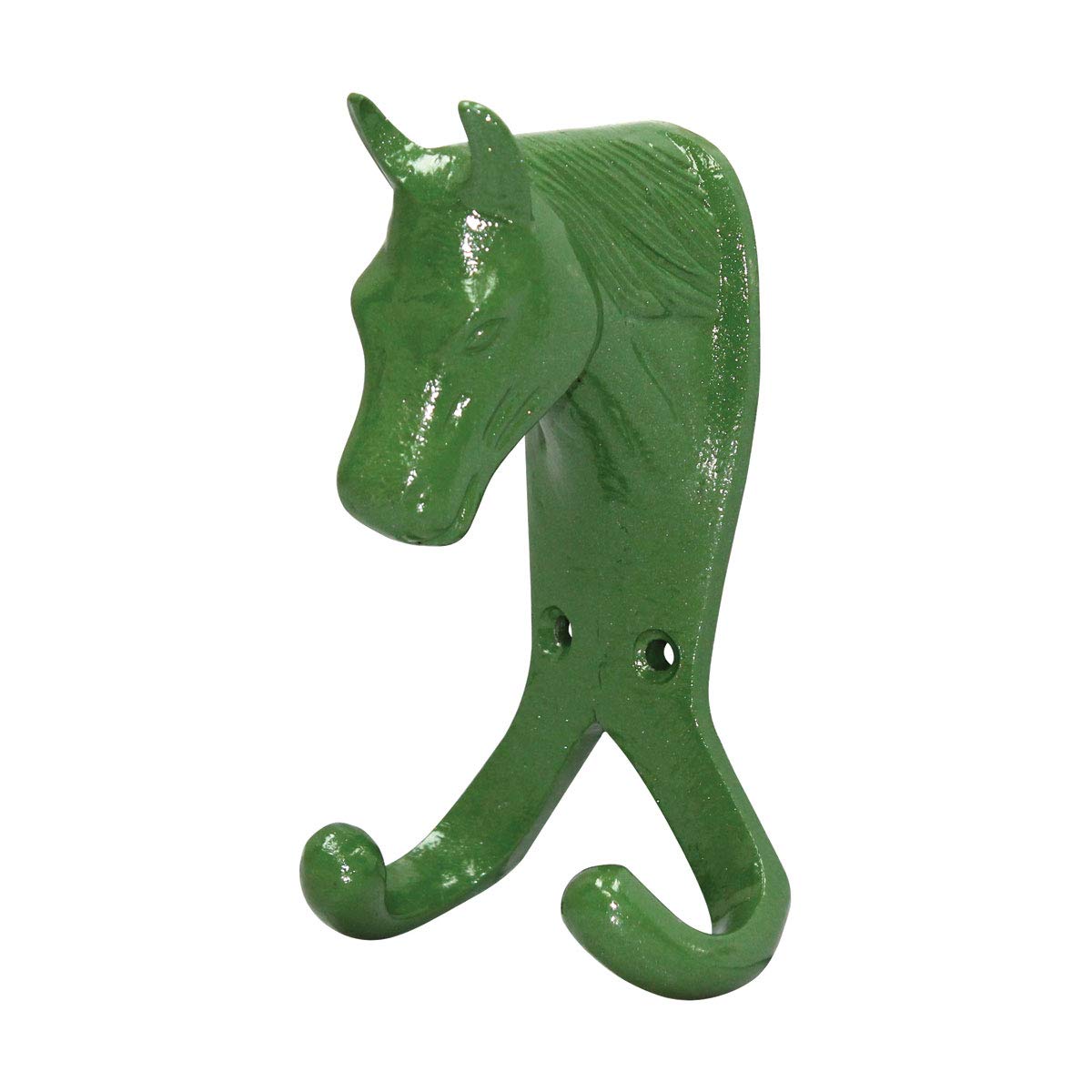 Heavy Duty Double Horse Head Wall Hook - Rustic Stable Hooks for Coats, Hats & Leashes - Farmhouse Decor (Green) - Perfect for Barns, Entryways & Western-Themed Rooms
