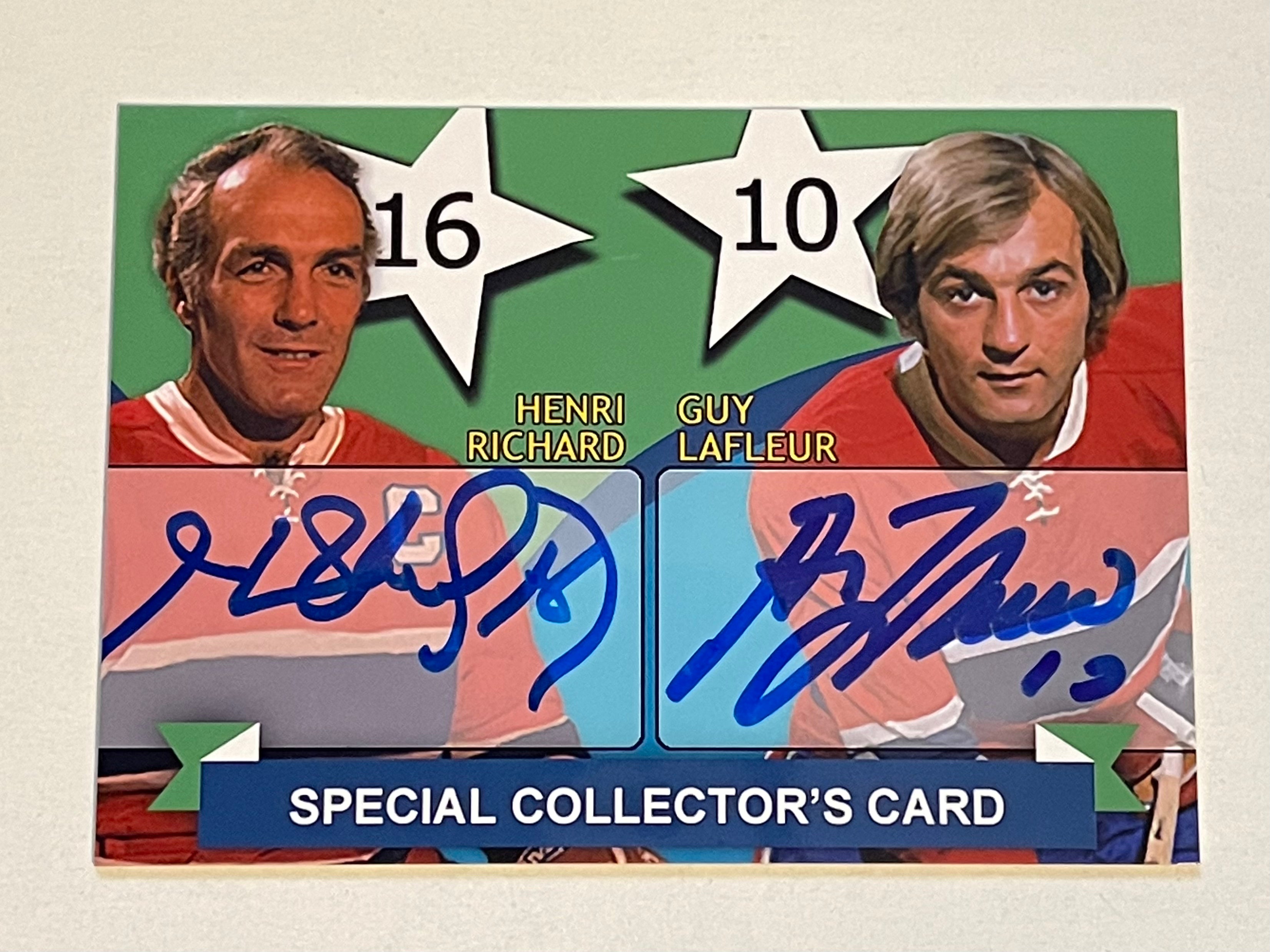 Guy LaFleur & Henri Richard Rare Numbered Autographed Hockey Card - Perfect for NHL Collectors, Sports Memorabilia Displays & Investment Collections