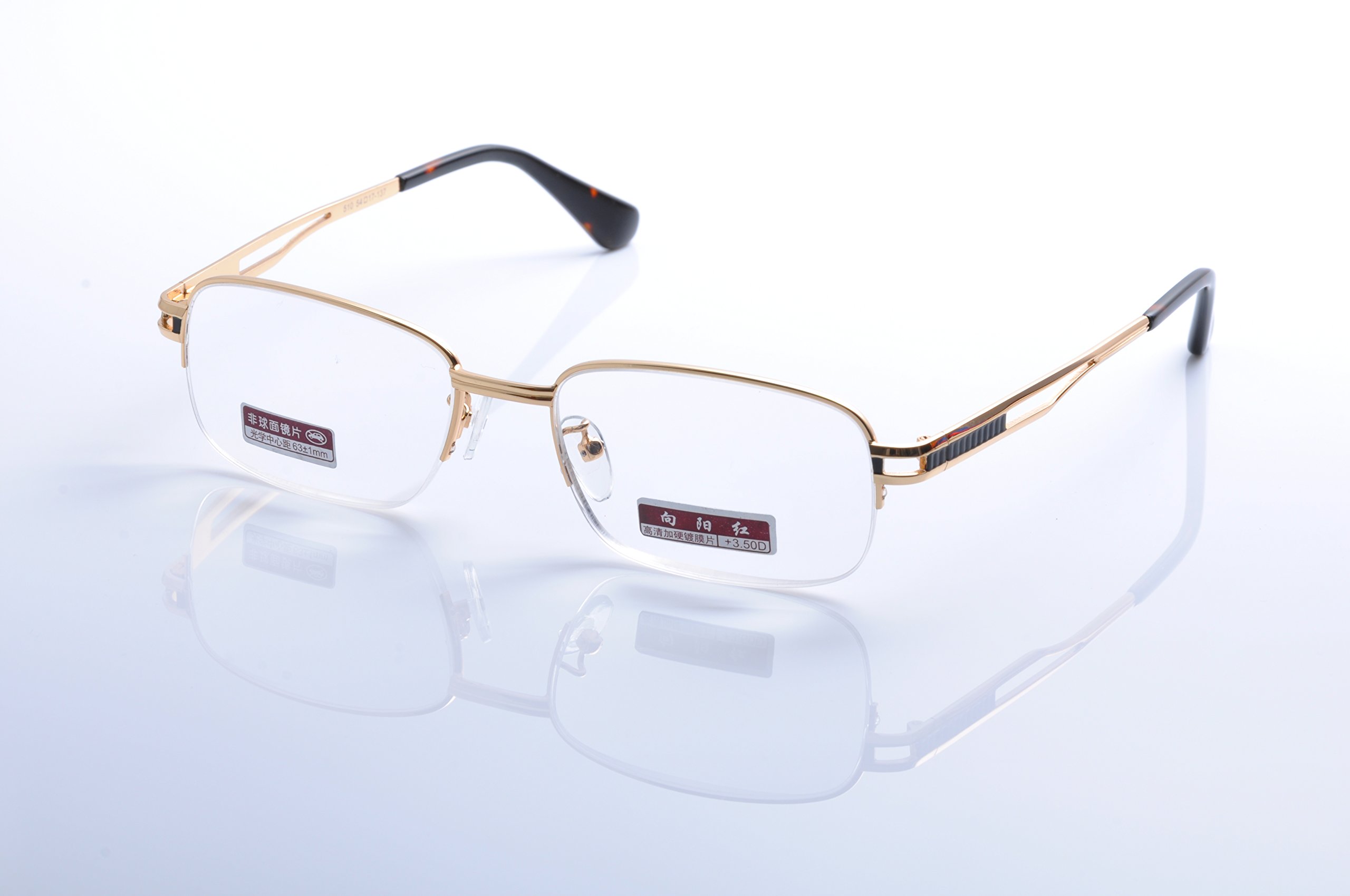 De Ding Men Women Metal Half Frame Reading Glasses - Lightweight Blue Light Blocking Readers for Office, Reading & Computer Use