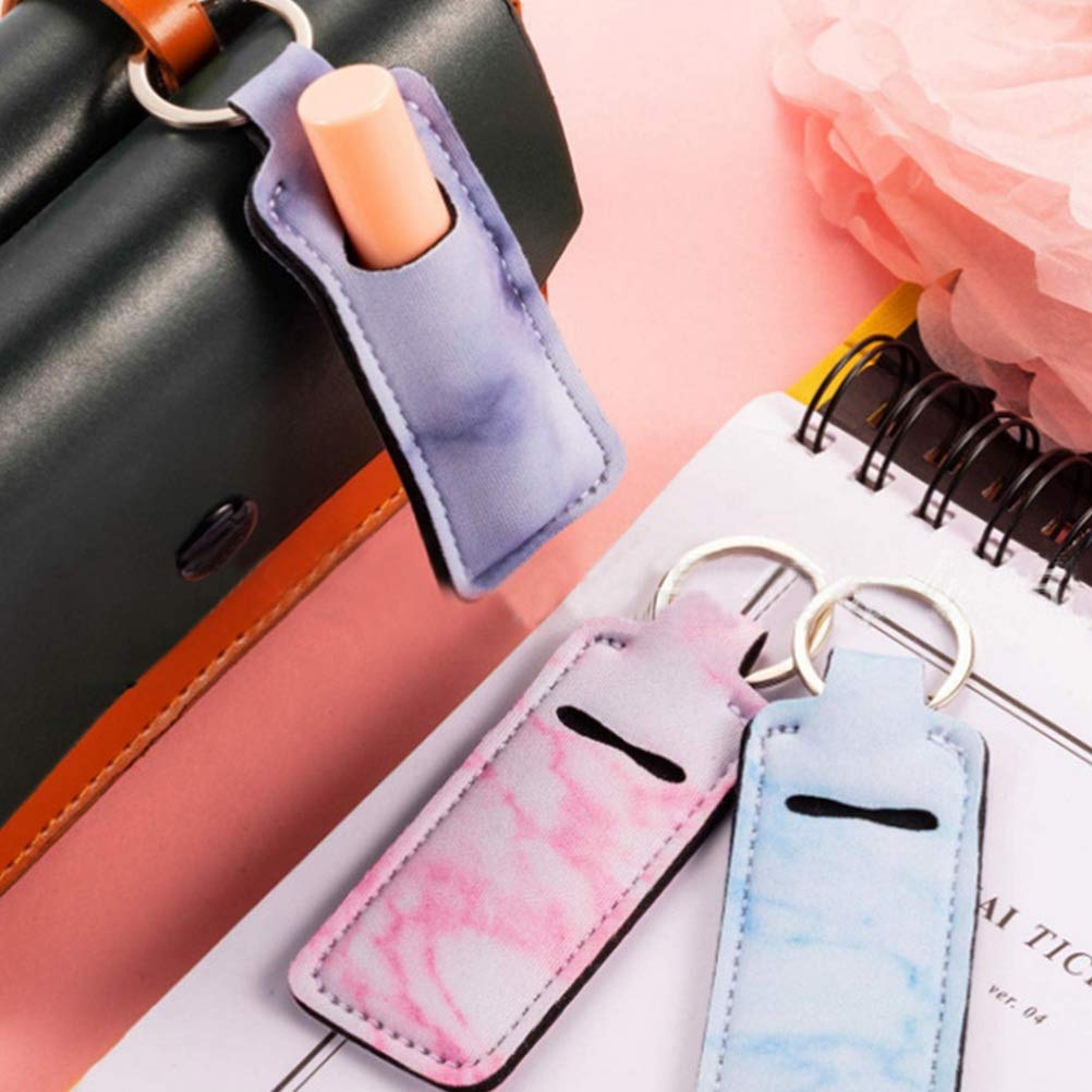 5 Pcs Lip Balm Holder Keychain for Women - Cute Chapstick Keychain Holder, Stocking Stuffers Gift for Her - Perfect for Purses, Backpacks & Keyrings (Lipstick, EOS, Burt's Bees)