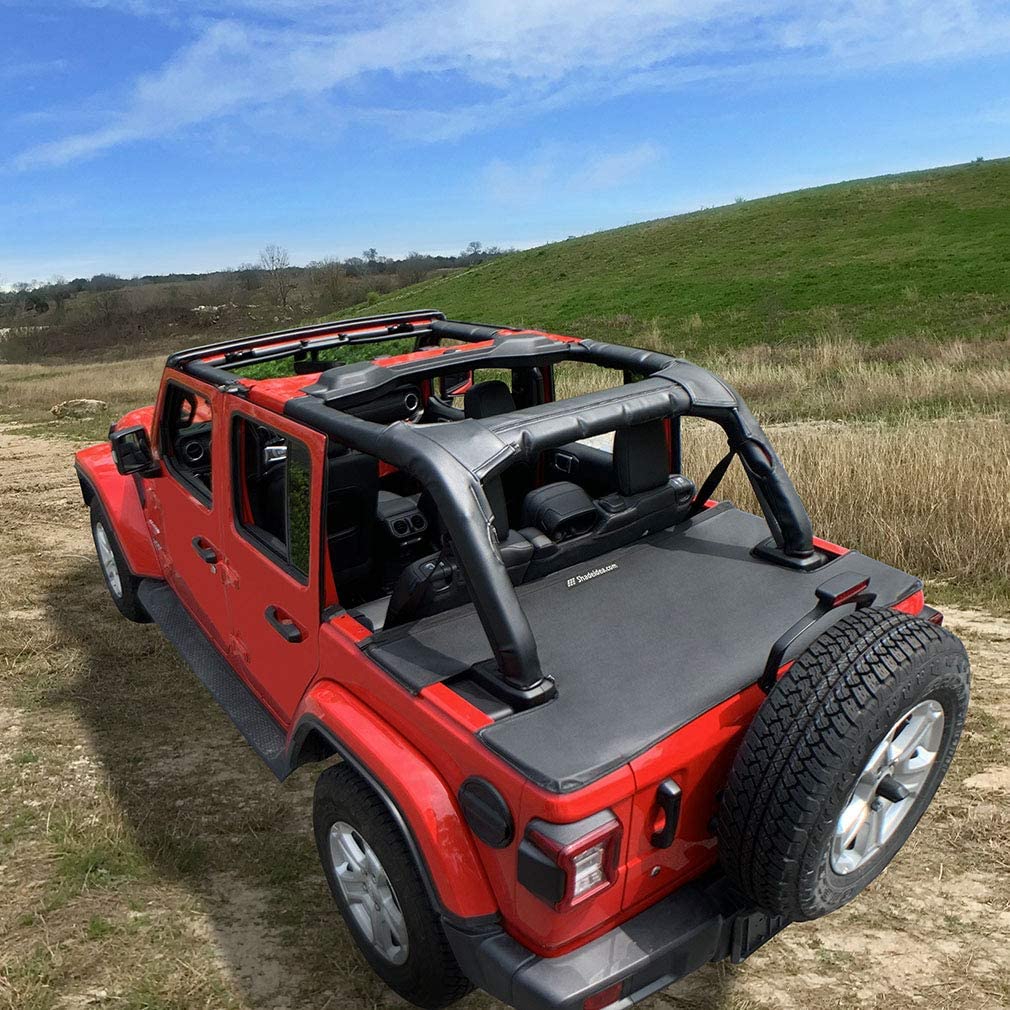 Shadeidea Black Vinyl Tonneau Cover for Jeep Wrangler JLU (2018-2024) | 4-Door Rear Trunk Cargo Cover | Tailgate Protection | 3-Year Warranty | Perfect for Off-Roading & Outdoor Adventures