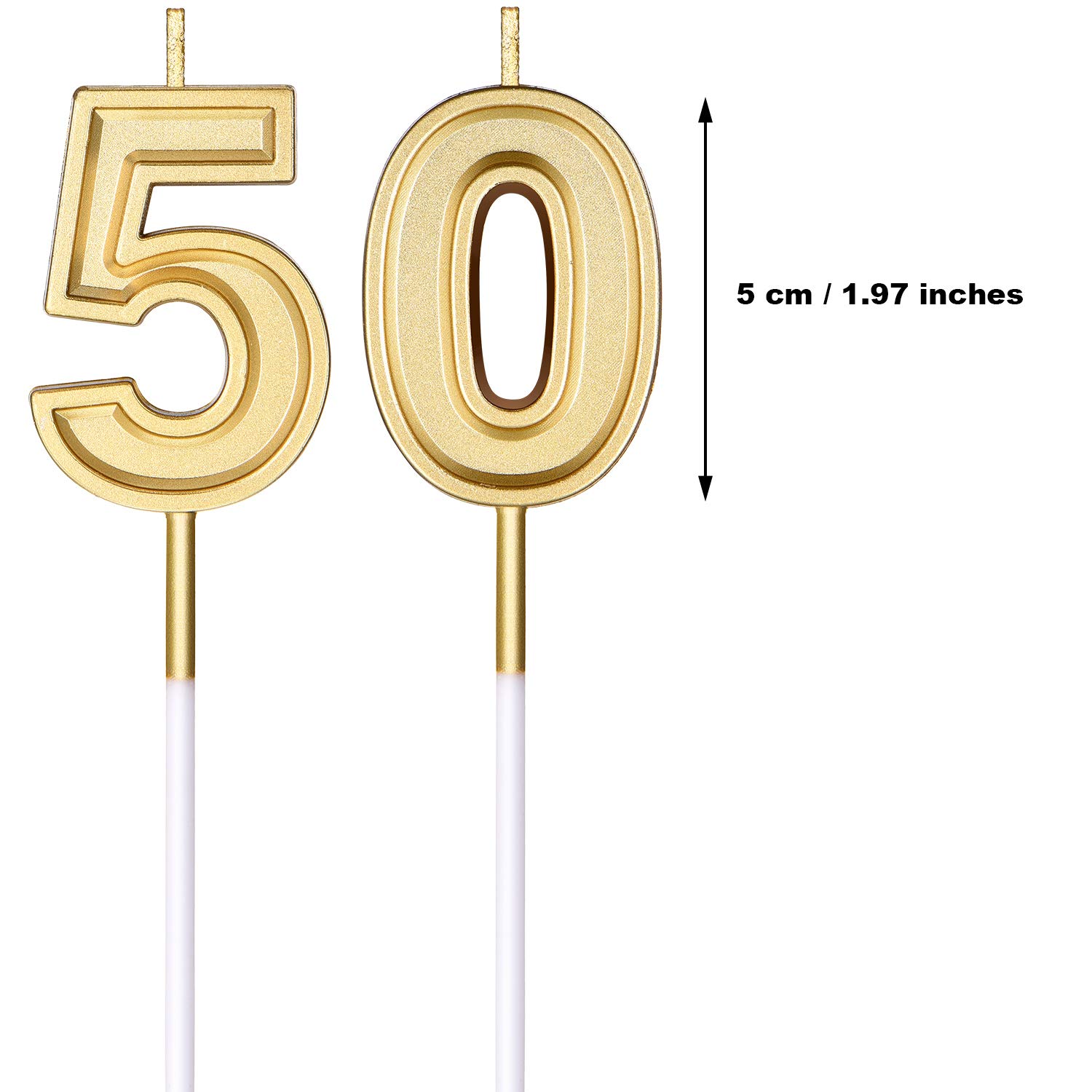 50th Birthday Cake Candles - Gold Number Candles for Birthday, Wedding & Anniversary Decorations - Perfect for Celebrations, Parties & Special Events