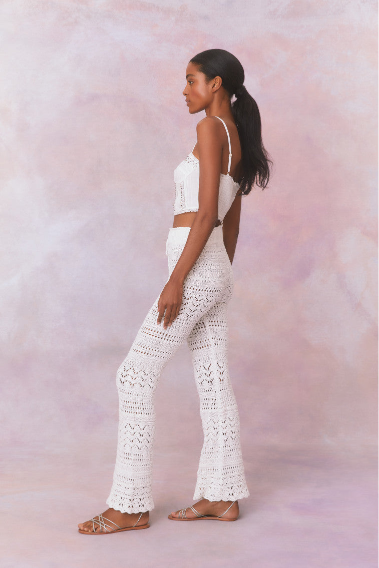 Fosta Women's Boho Crochet Pants - Comfortable Lace Knit Lounge Pants for Yoga, Beach & Summer Vacation Outfits