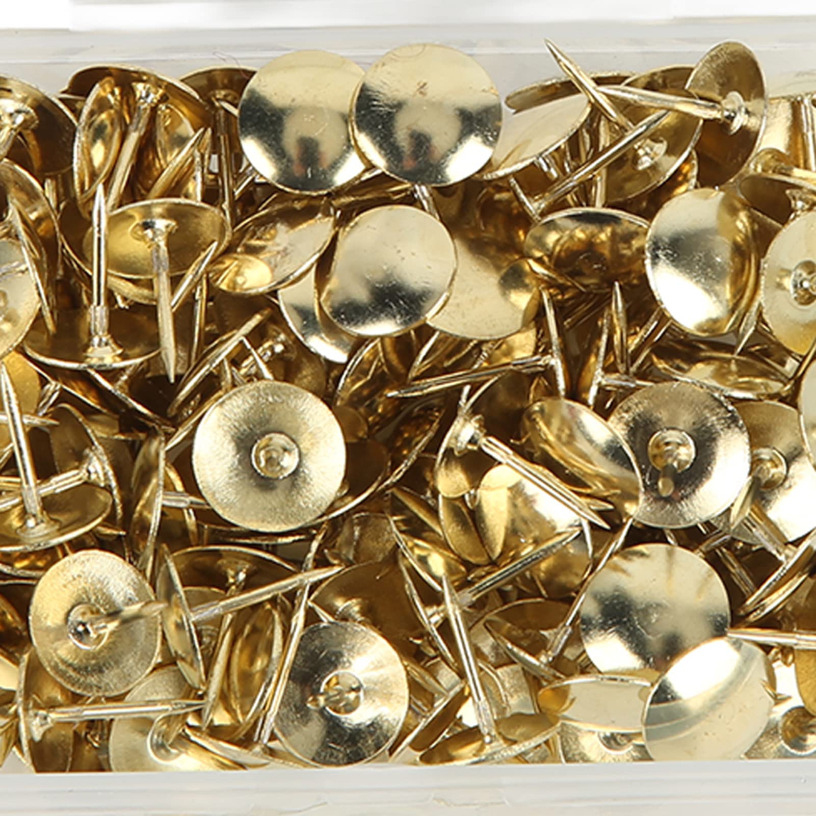 200Pcs Gold Thumb Tacks 1.2cm - Flat Push Pins for Cork Board, Bulletin Board, Office, Classroom & Home Decor - Durable Iron Thumbtacks for Wall Art, Photos & Notes Organization