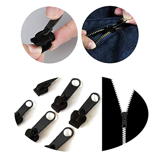 Xuccus 6-Piece Universal Zipper Repair Kit - Plastic Zip Slider & Teeth Replacement for Jackets, Bags, Luggage (Silver) | Quick Fix for Broken Zippers on Clothing & Accessories