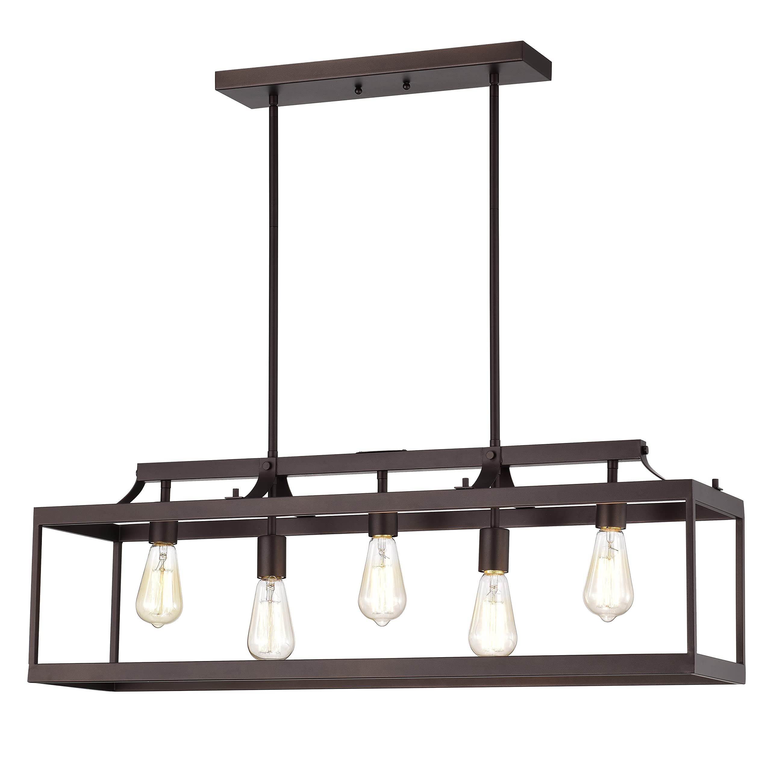 Chloe Lighting IRONCLAD Industrial 5-Light Oil Rubbed Bronze Pendant Light Fixture - 36