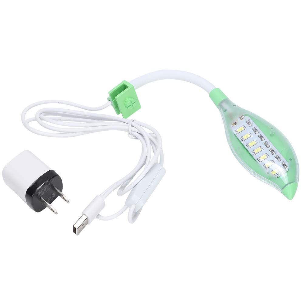 HEEPDD Mini USB Aquarium LED Clip Light - Adjustable Fish Tank Light with Green, Blue & White Colors for Plant Growth | 100-240V US Plug | Perfect for Nano Tanks, Betta Fish Bowls & Aquatic Plant Cultivation