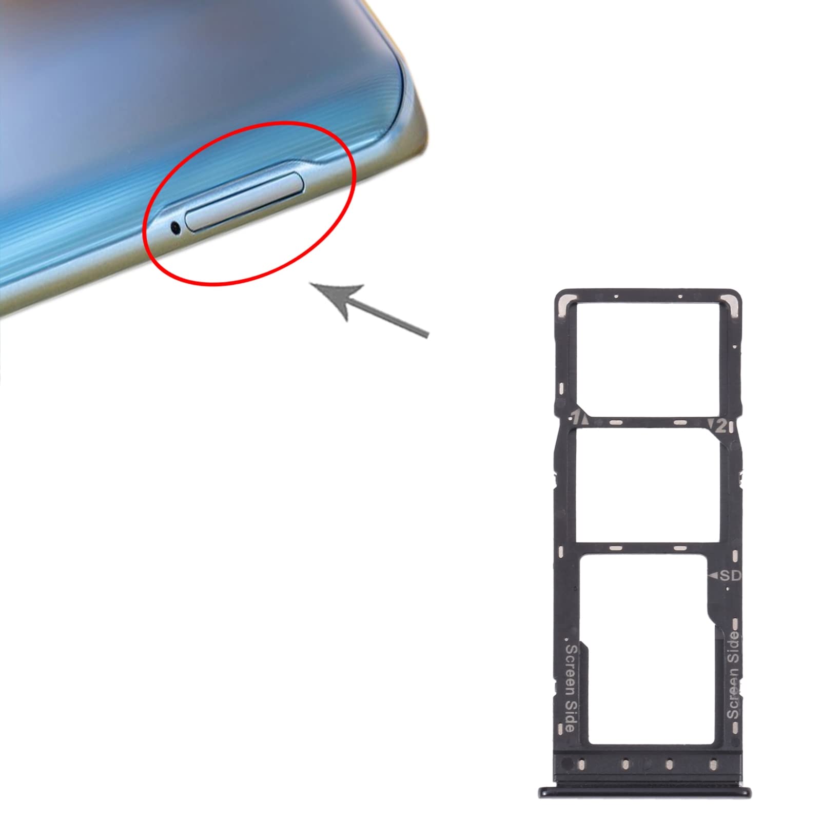 Original Tecno Spark 6 KE7 SIM Card Tray Replacement - Includes SIM & Micro SD Card Tray - Compatible with Tecno Spark 6 KE7 Smartphone - Perfect for SIM Card Replacement or Memory Expansion