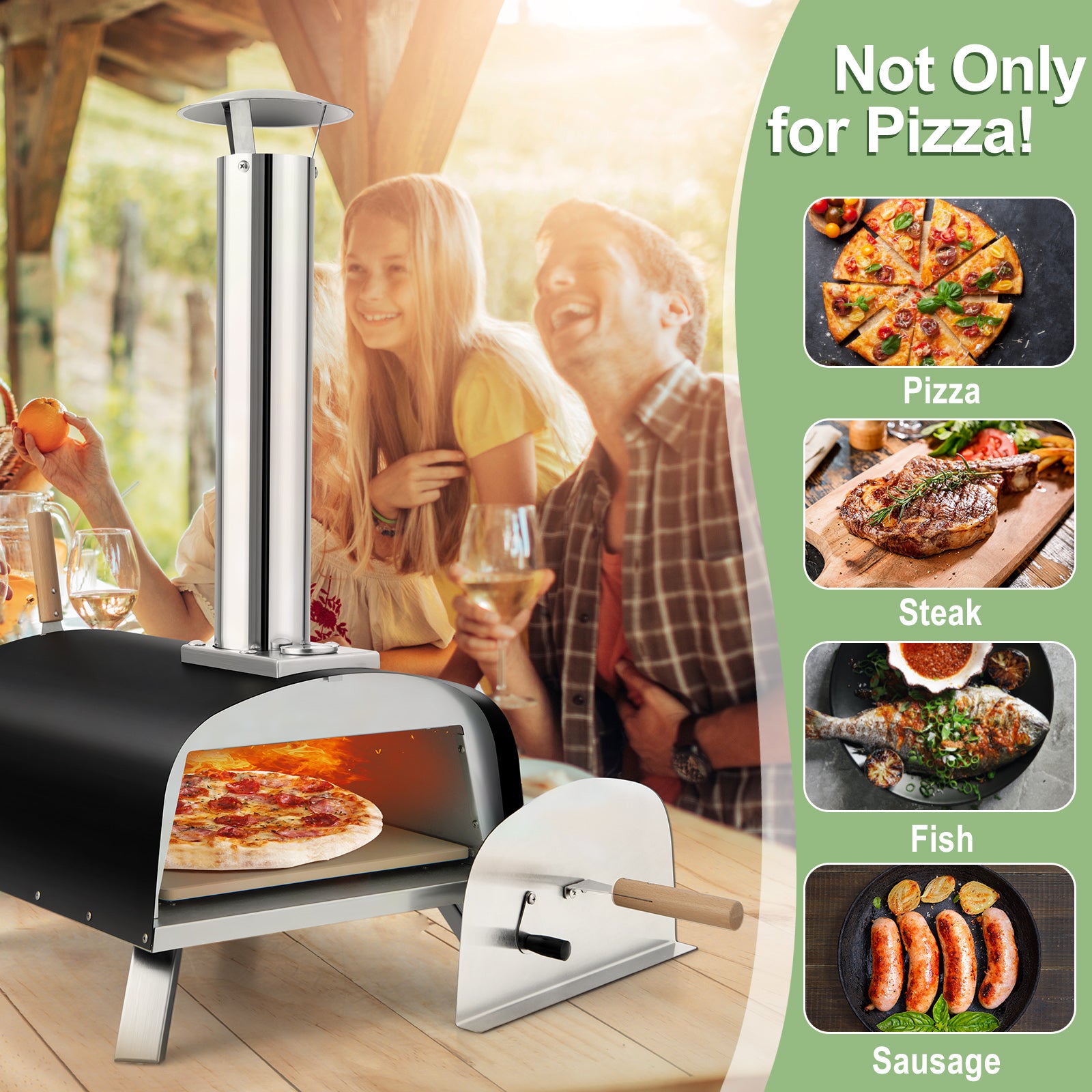 Costway Portable Multi Fuel Pizza Oven with 13