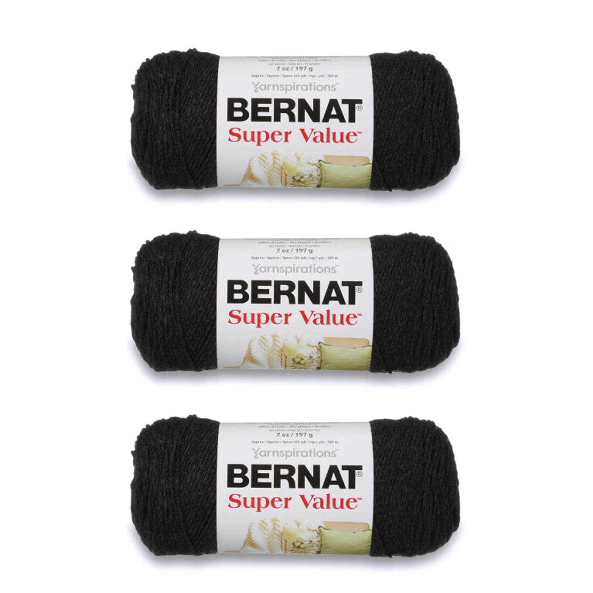 Bernat Super Value Yarn 3-Pack - Dark Gray (3 Skeins) | Premium Acrylic Yarn for Knitting, Crochet & DIY Crafts | Perfect for Blankets, Scarves & Home Decor Projects