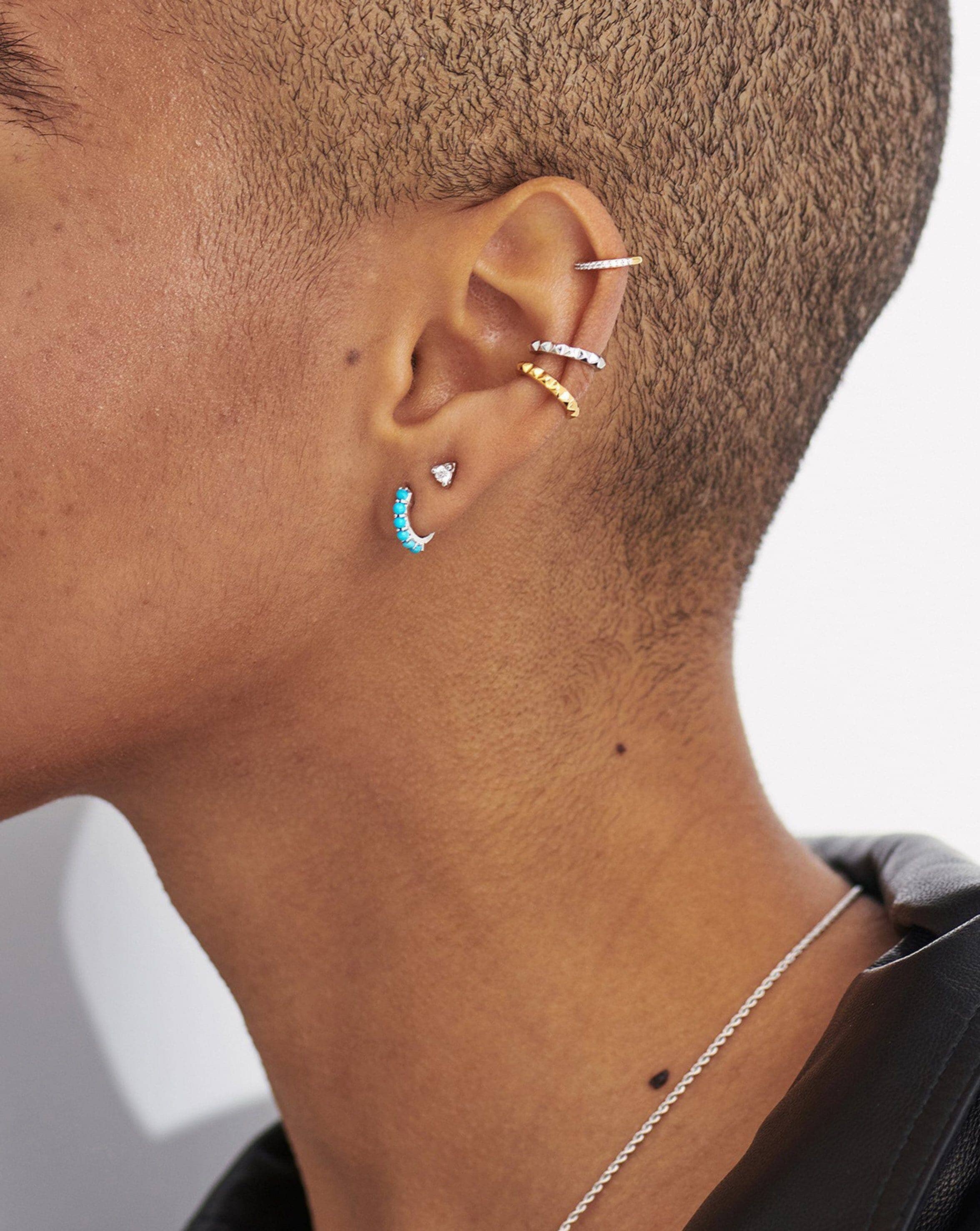 Gemstone Huggie Hoop Earrings | Sterling Silver & Turquoise | Perfect for Everyday Wear & Boho Jewelry Lovers