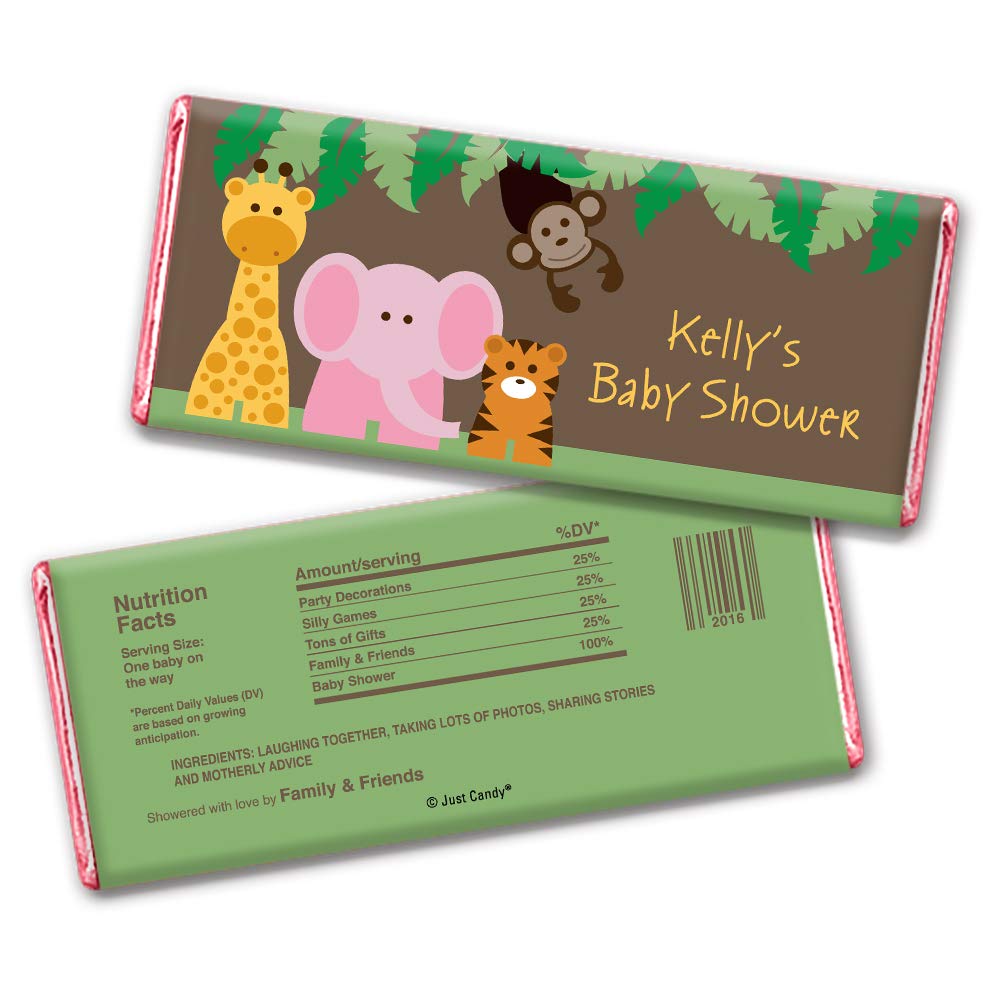 Personalized Pink Elephant Baby Shower Candy Wrappers - 25 Count for Girl's Baby Shower Party Favors & Decorations - Perfect for Candy Bar Wrapping, Baby Shower Gifts, and Gender Reveal Party Decor