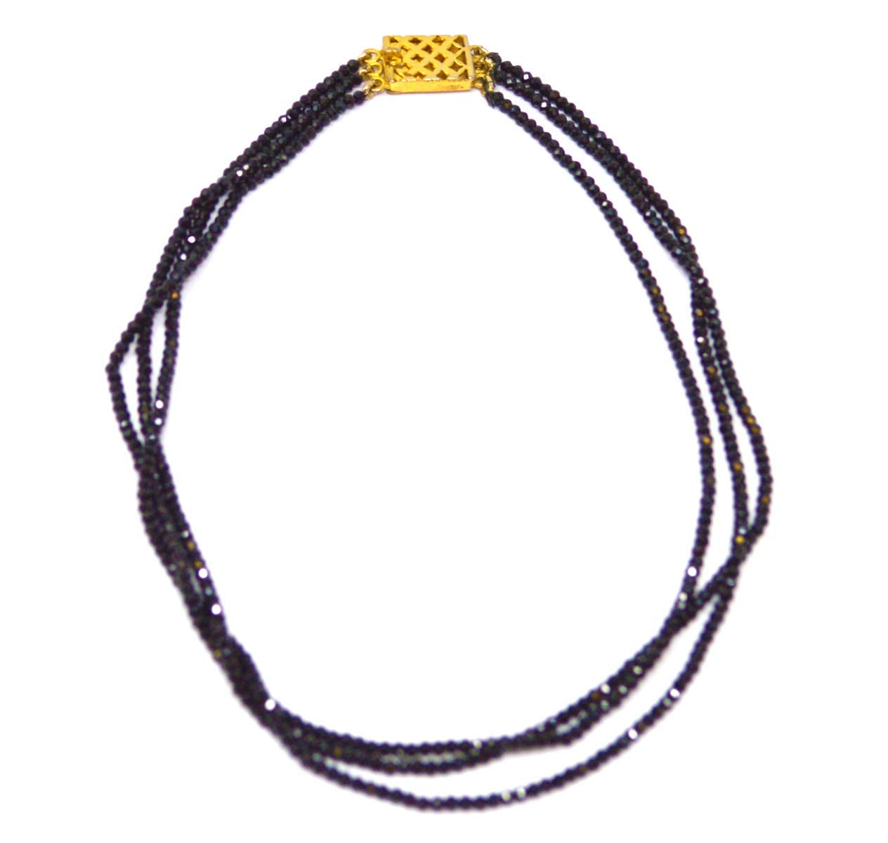 Sparkling Natural Black Spinel Beaded Triple Strand Necklace for Women | Elegant Spinel Jewelry for Evening Party, Wedding & Special Occasions
