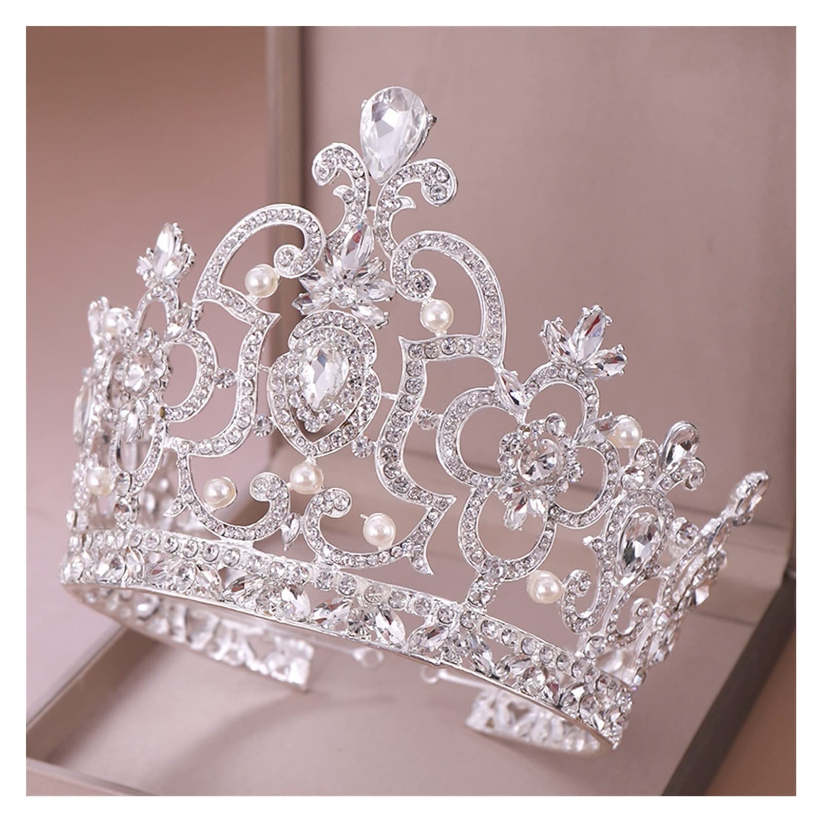 Elegant Crystal Pearl Tiara Crown for Women – Wedding Bridal Hair Accessories & Jewelry – Perfect for Brides, Prom, Pageants, and Special Occasions