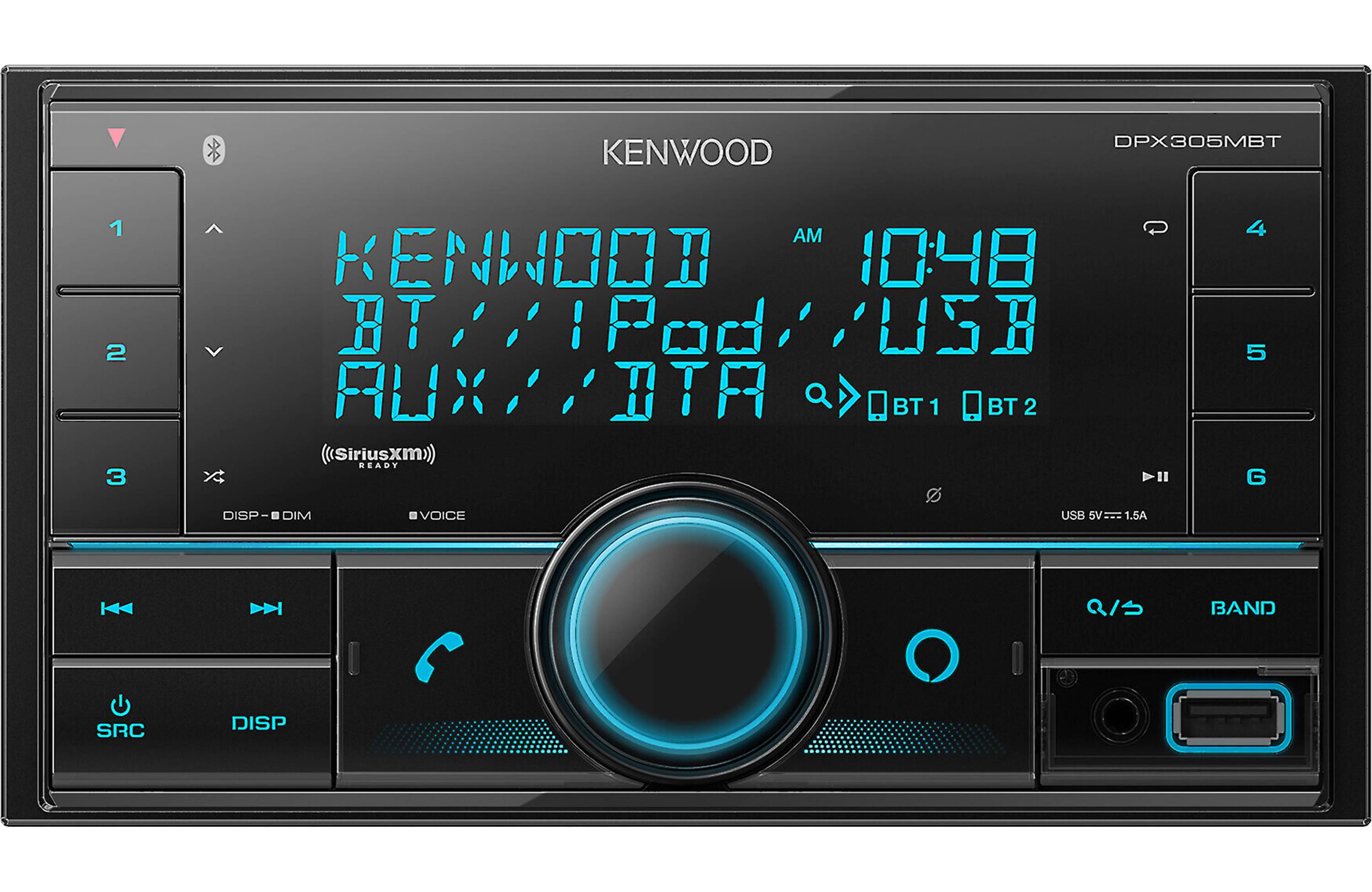 Kenwood DPX305MBT Bluetooth Car Stereo - Double DIN In-Dash Media Receiver with USB/AUX Input for Hands-Free Calling & Music Streaming - Perfect for Road Trips & Daily Commutes