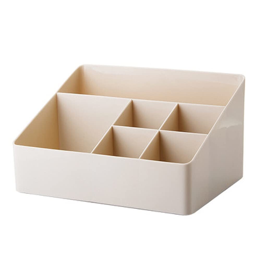 WYFDC 6-Grid Plastic Makeup Organizer - Cosmetic Storage Box for Brushes, Lipsticks & Jewelry | Apricot Color | Perfect for Vanity, Bathroom & Travel Organization