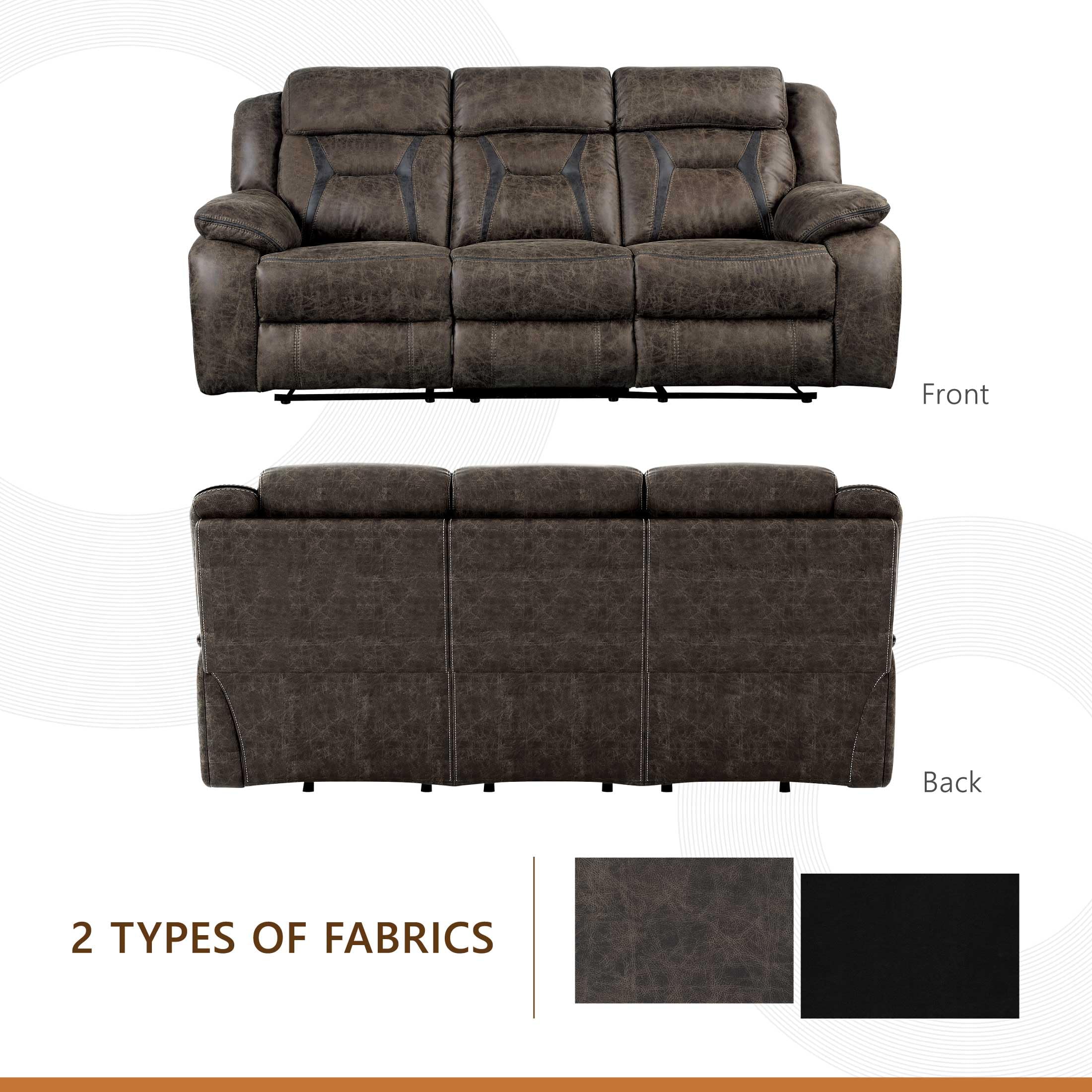 Homelegance Dark Brown Polished Microfiber Manual Double Recliner Sofa - Comfortable Living Room Furniture for Relaxing & Entertaining
