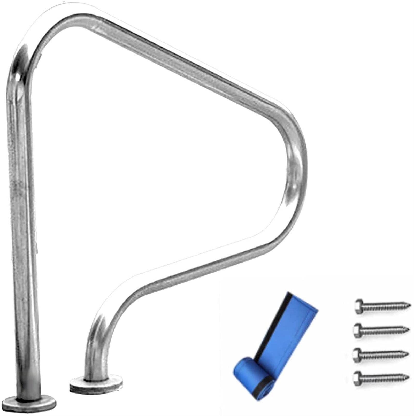 Stainless Steel Swimming Pool Handrails with Quick Mount Base - Non-Slip Armrest Cover for Inground Pools | Durable Safety Rail for Outdoor & Indoor Pool Use