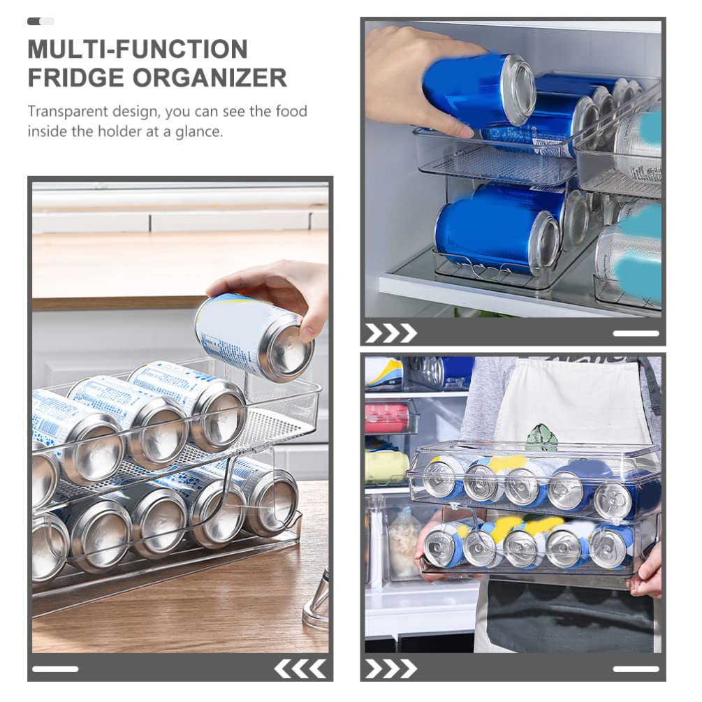 Premium Clear Can Storage Rack - 12-Slot Soda Can Dispenser & Fridge Organizer for Beverages, Pet Food & Drinks | Space-Saving Refrigerator Shelf for Kitchen, Office & Party Use