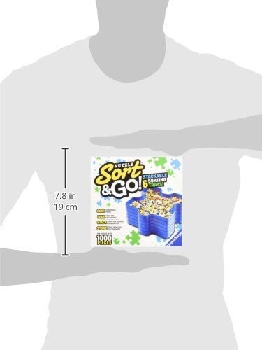 Ravensburger Sort and Go Puzzle Organizer - Durable Plastic Sorting Trays for 1000 Piece Jigsaw Puzzles | Stackable & Portable Puzzle Storage Solution | Blue | Perfect for Puzzle Enthusiasts, Family Game Nights, and Travel
