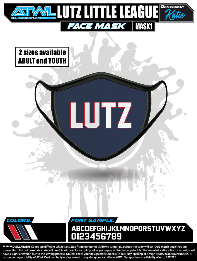 Lutz All Stars Face Mask - Breathable & Comfortable for Daily Use, Sports, and Outdoor Activities | Reusable & Washable