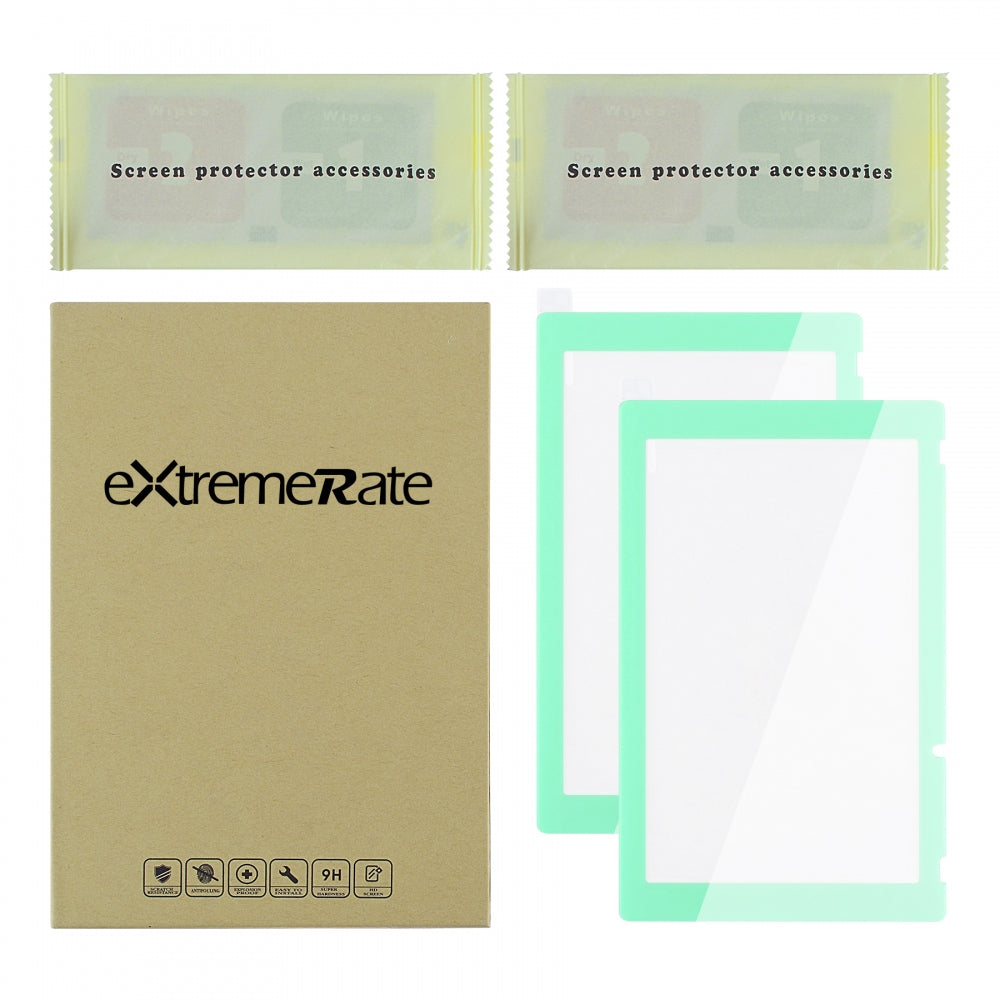 eXtremeRate 2 Pack Clear HD Tempered Glass Screen Protector for Nintendo Switch - Mint Green Border - Anti-Scratch & Bubble-Free Protection for Gaming & Travel