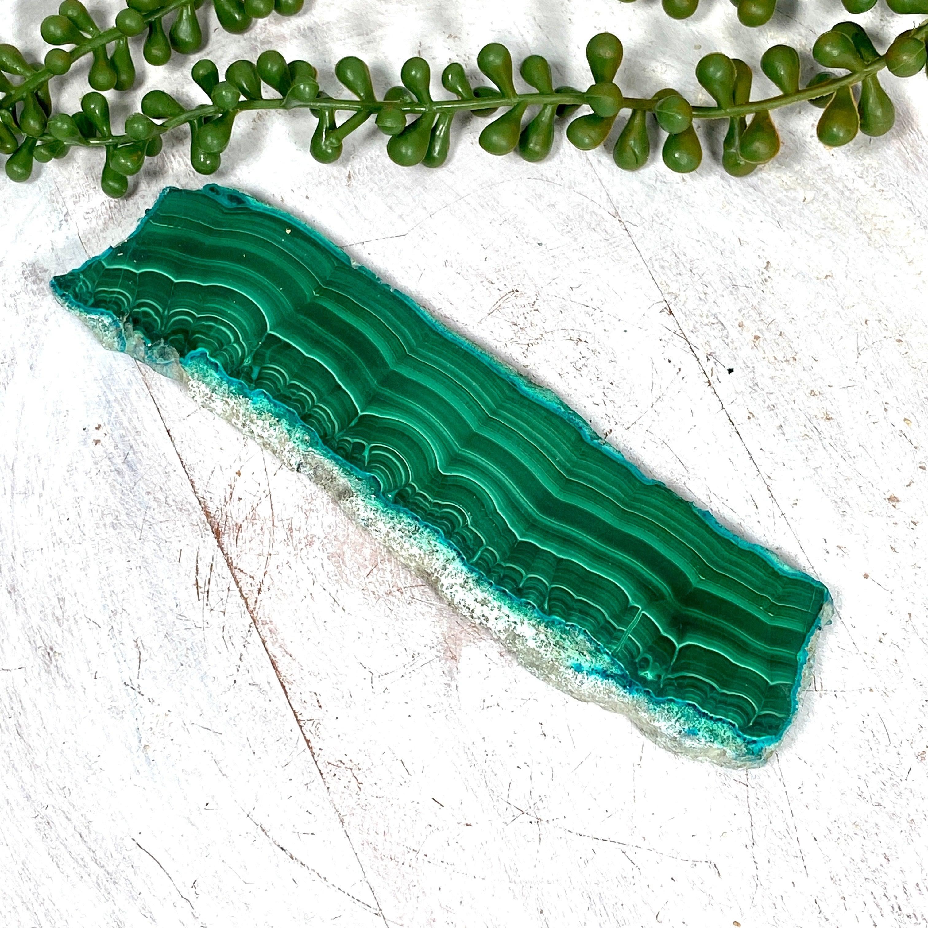 Natural Malachite Slice CR3537 - Handcrafted Gemstone for Jewelry Making, Home Decor & Healing Crystals - Perfect for DIY Crafts, Meditation & Gifts