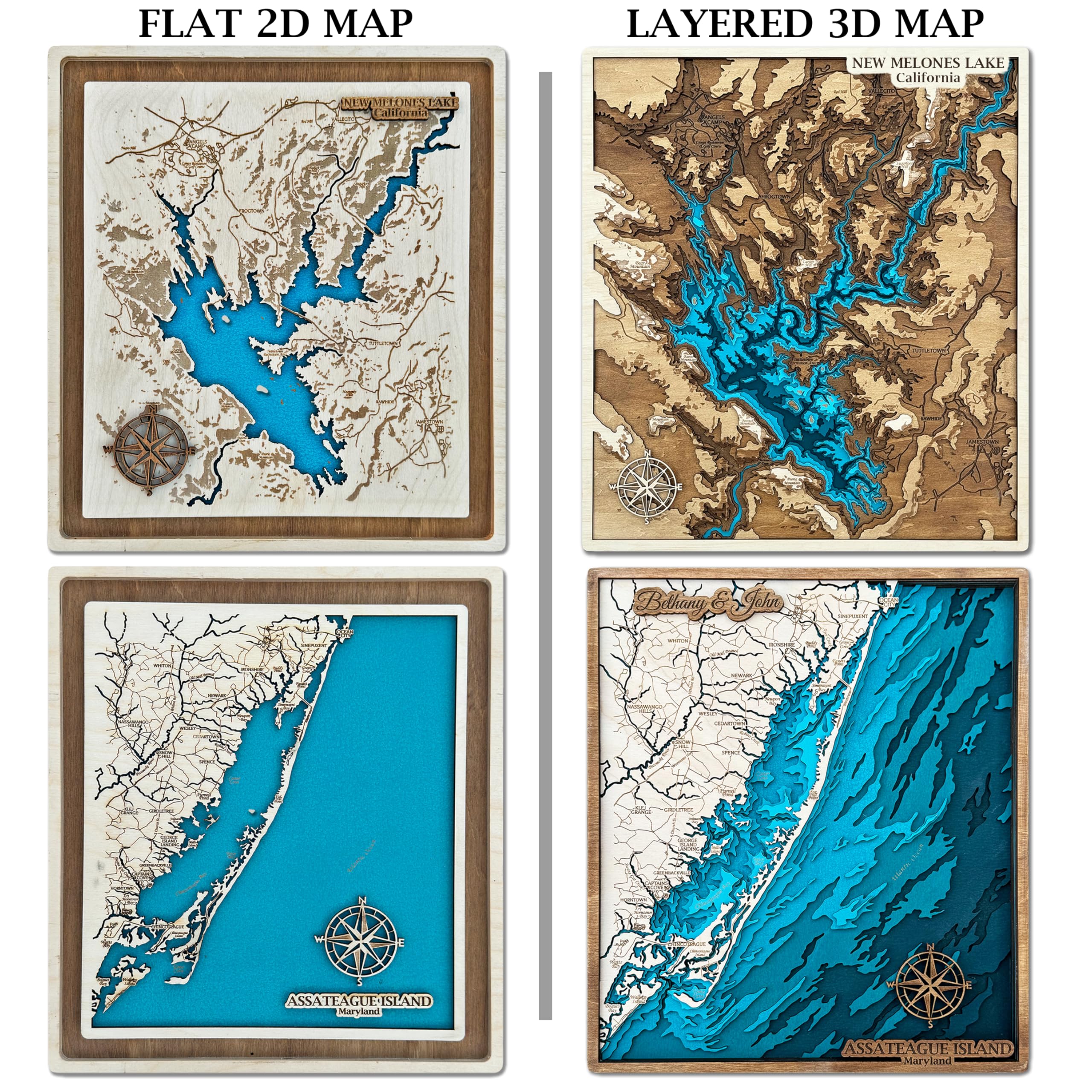 Custom Wooden Lake Map - Personalized 5th Anniversary Gift for Wife, Mom - Handmade Lake House Decor & Keepsake - Perfect for 5 Year Milestones, Home Wall Art, and Special Occasions