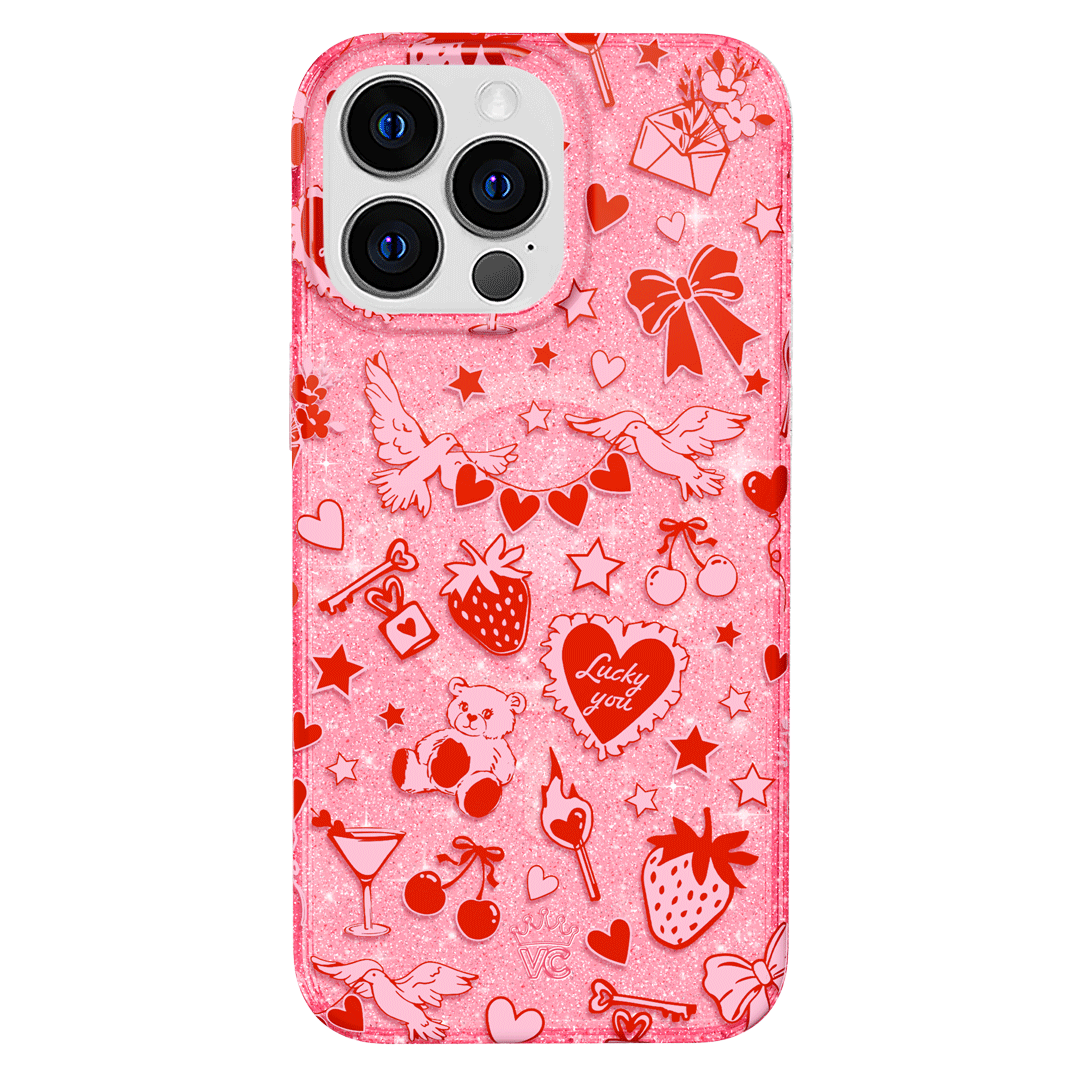 Be Mine Glitter iPhone Case - Sparkly Protective Cover for iPhone 13/14/15 - Perfect for Valentine's Day & Romantic Dates