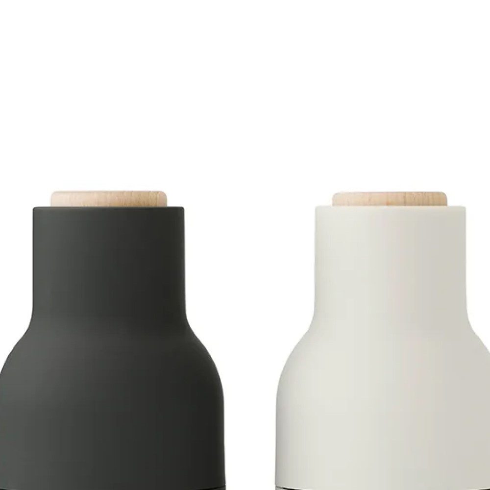 Premium AUDO CPH Salt and Pepper Grinder Set - Adjustable Ceramic Mill, Compact Ash/Carbon Design with Beech Wood Lid - Perfect for Kitchen, Dining Table & Gift Giving