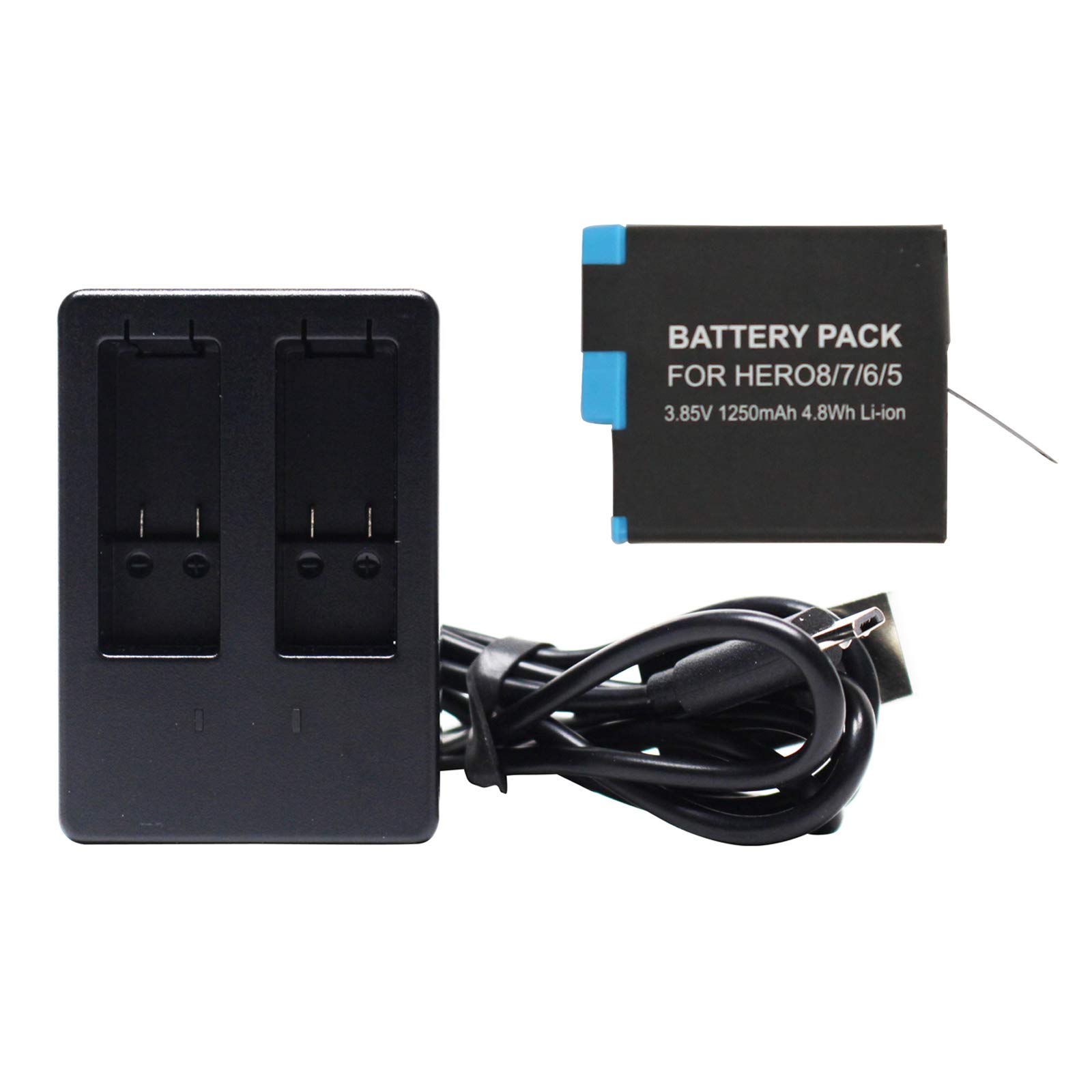 GoPro AHBBP-801 Replacement Battery & Charger Set - Fully Decoded SPJB1B Compatible for Hero 5/6/7 Black - Perfect for Outdoor Adventures, Vlogging & Action Photography