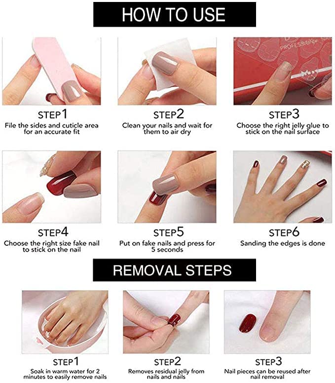 Sereen Beaute 24pcs Acrylic Press On Nails for Women - French Sparkle Fake Nails with Adhesive Tabs, Stick On Nails with Elegant Designs - Perfect for Parties, Weddings, and Special Occasions