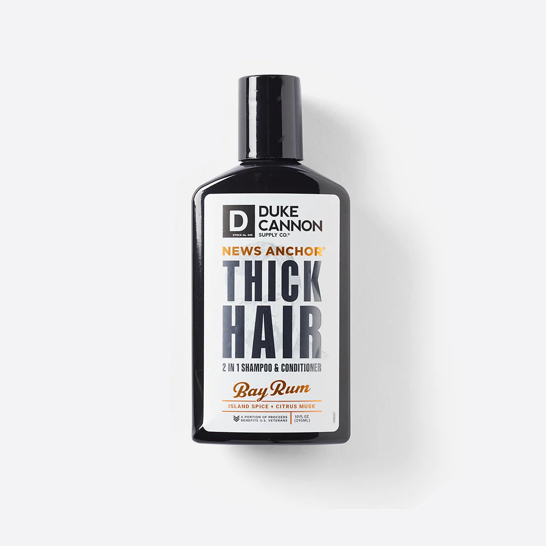Duke Cannon Bay Rum Thickening Shampoo for Men - Volumizing & Strengthening Hair Care with Natural Ingredients - Perfect for News Anchors & Professionals