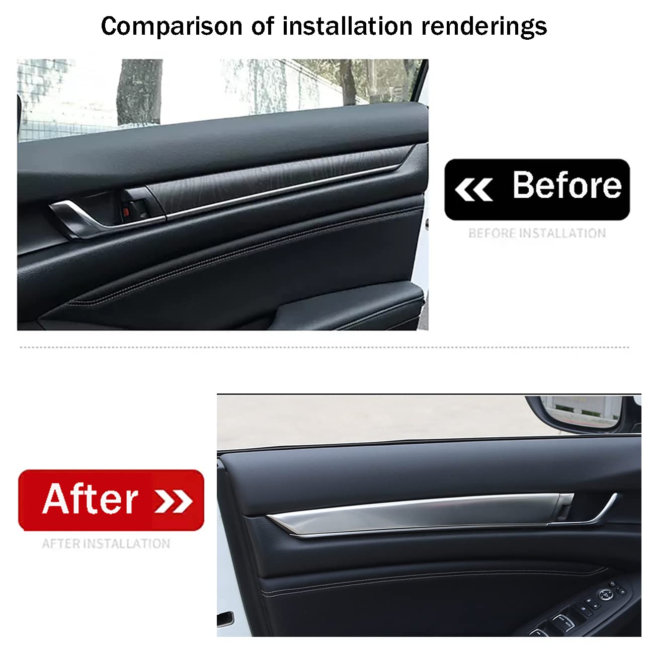Honda Accord 10th Gen 2018-2022 Car Door Panel Trim - ABS Matte Silver Side Strip Cover (4-Piece Set) | Interior Accessories Upgrade & Scratch Protection