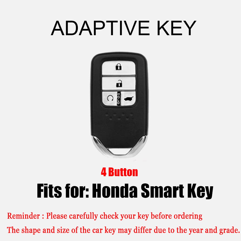 HIBEYO Genuine Leather Key Case Cover for Honda Accord Civic CRV Pilot CR-Z - Smart Car Key Protector with Keychains (Red) - Perfect for Daily Use, Travel & Key Protection