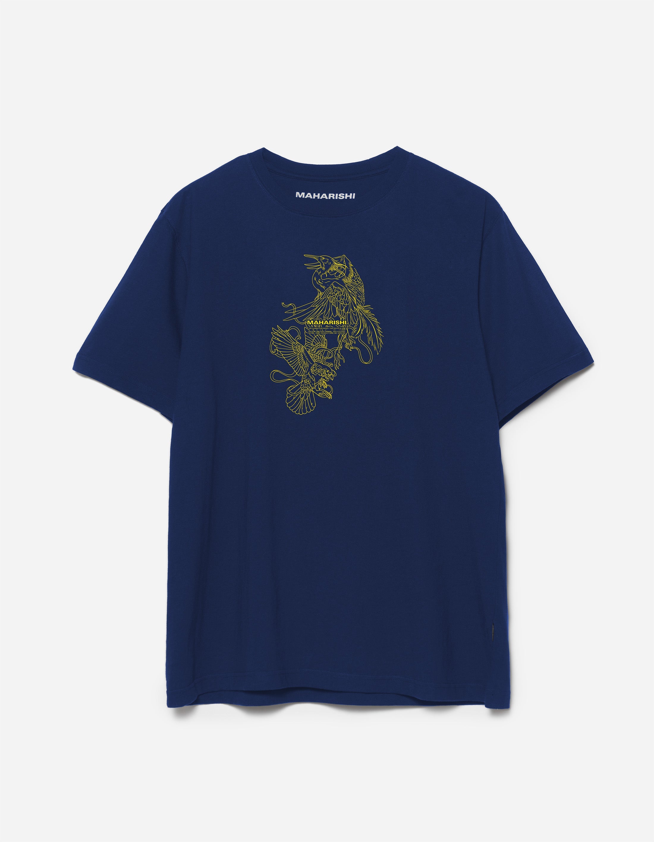 1491 Crow & Heron Graphic T-Shirt - Navy Blue Vintage Print Cotton Tee for Men & Women - Perfect for Casual Wear, Street Style & Outdoor Activities